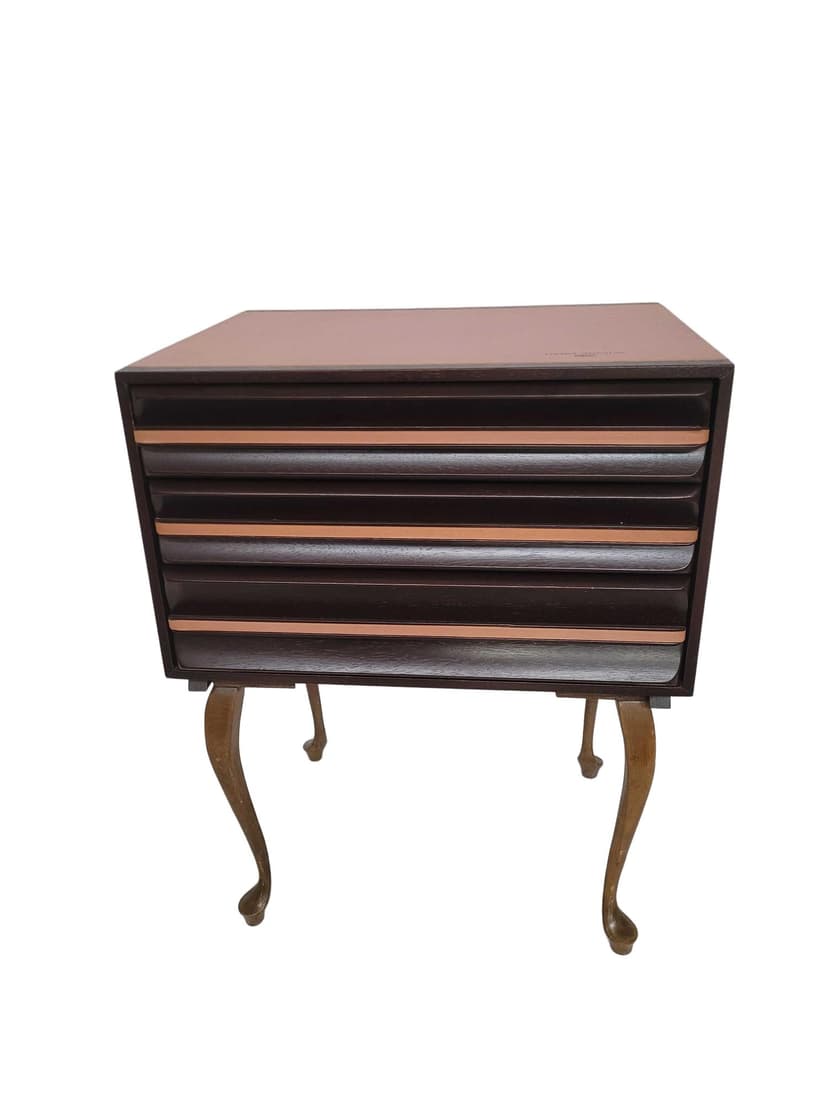 Cabinet with Drawers, brown pink, wood, Poland, 1970s