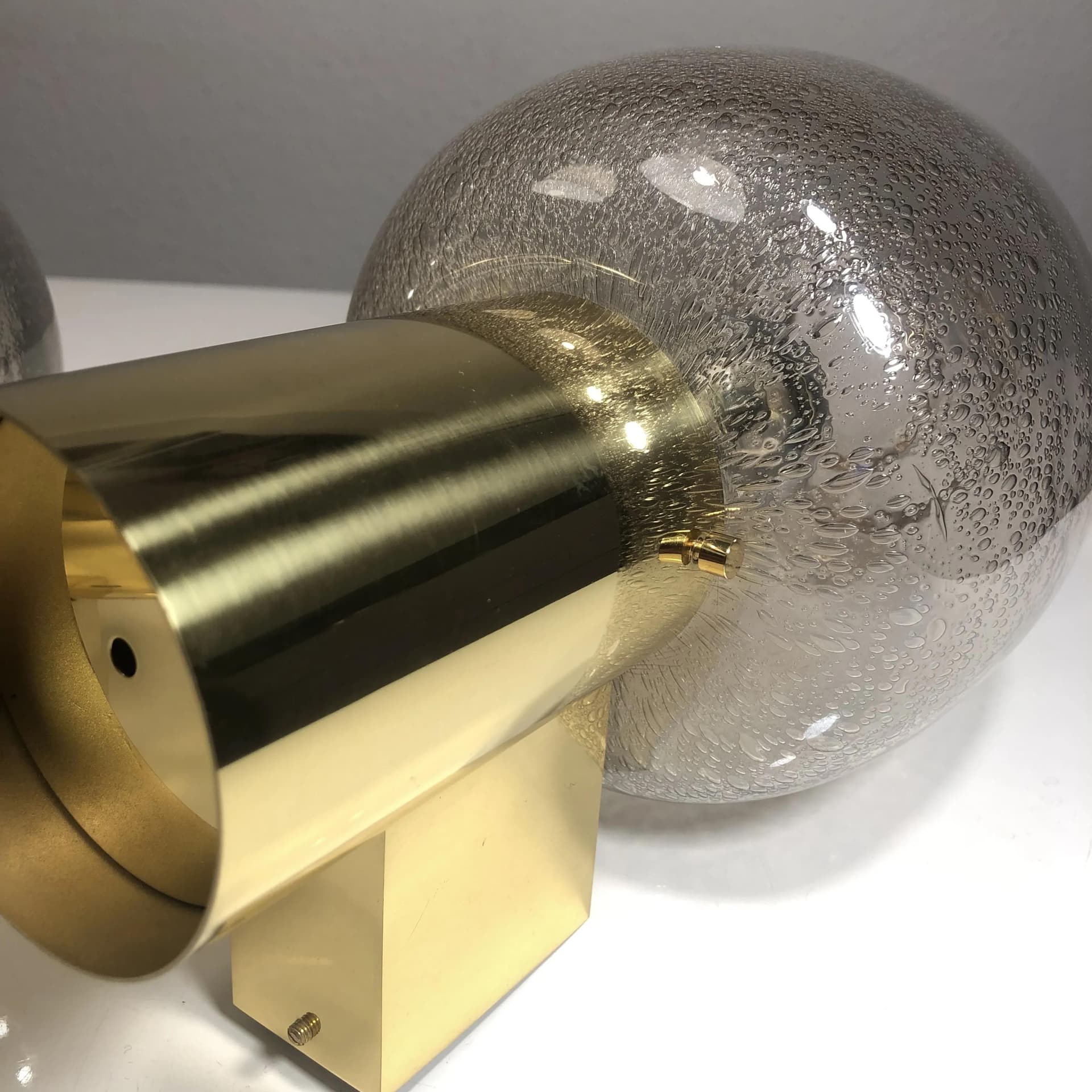 Para kinkietów, mosiądz złoty, szkło, Glashutte Limburg, Niemcy, lata 70. - 24642