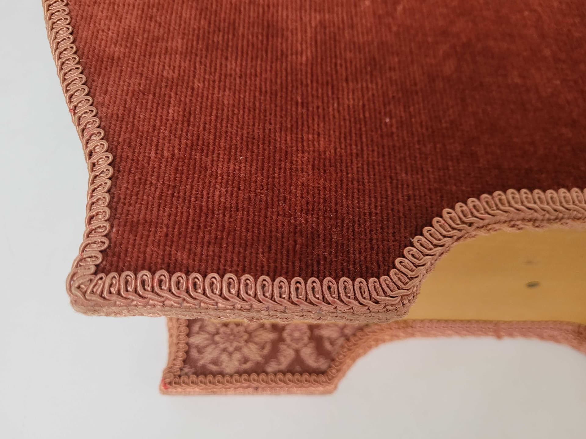 Magazine Rack, burgundy velvet, wood, Poland, 1970s. - 328383