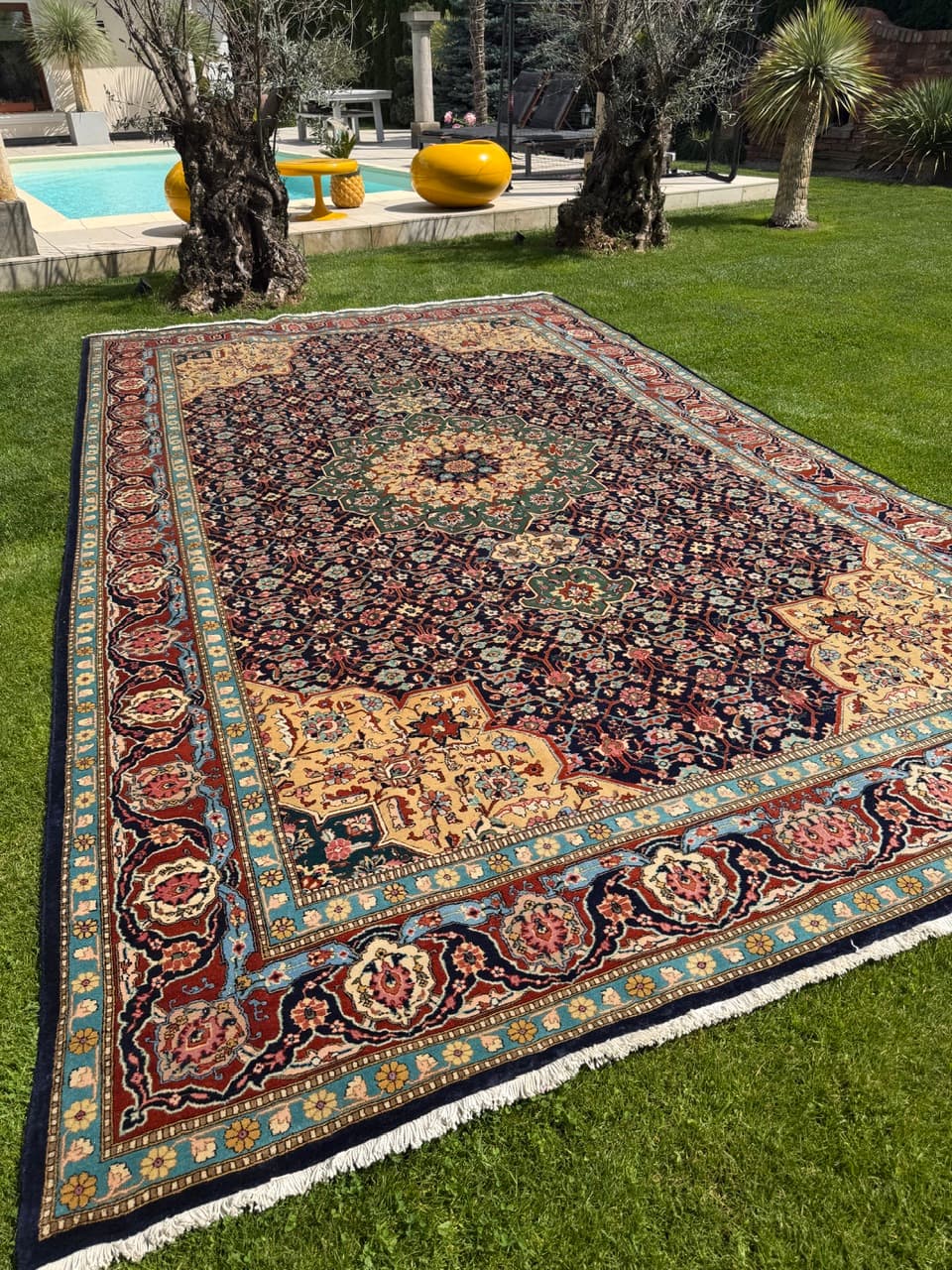 Persian Rug Tabriz 500x300 cm, navy multicolor, cashmere wool, Iran - 328324