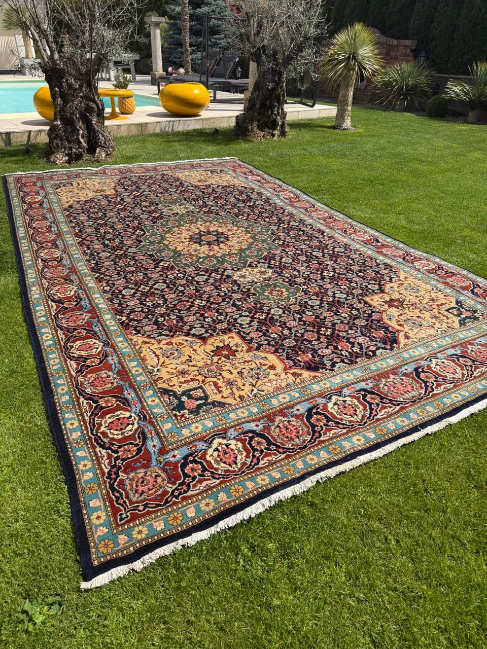 Persian Rug Tabriz 500x300 cm, navy multicolor, cashmere wool, Iran - 328316