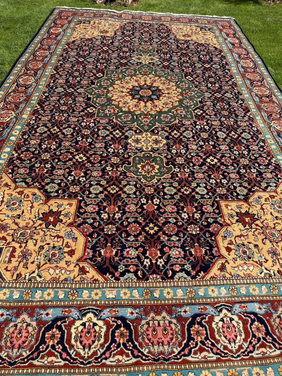 Persian Rug Tabriz 500x300 cm, navy multicolor, cashmere wool, Iran - 328326