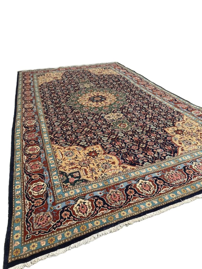 Persian Rug Tabriz 500x300 cm, navy multicolor, cashmere wool, Iran