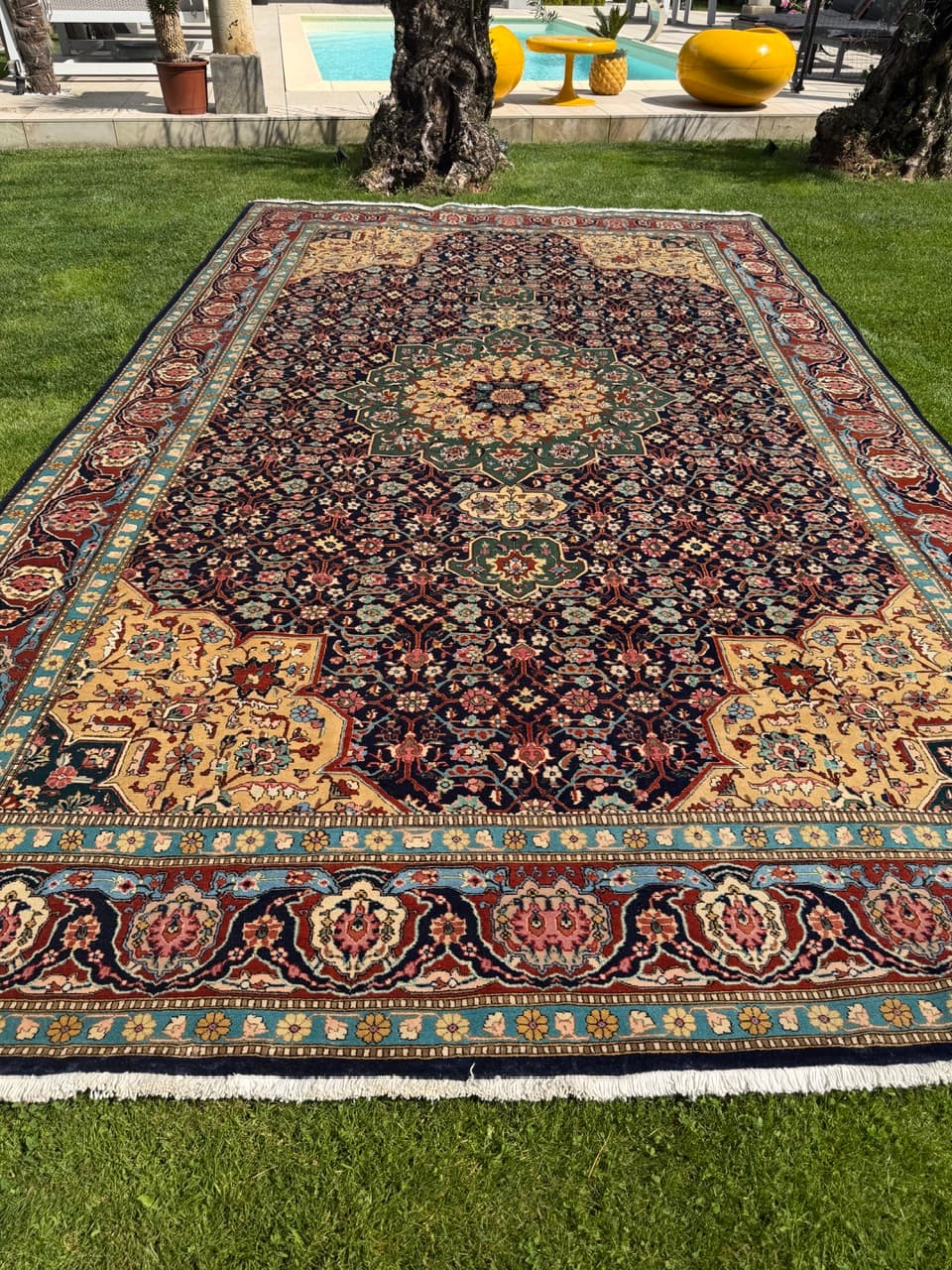 Persian Rug Tabriz 500x300 cm, navy multicolor, cashmere wool, Iran - 328327