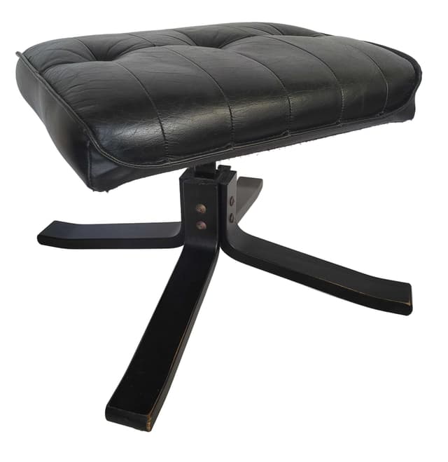 Ottoman UNICO, black leather, black bentwood, Denmark, 1970s. - DIMENSION