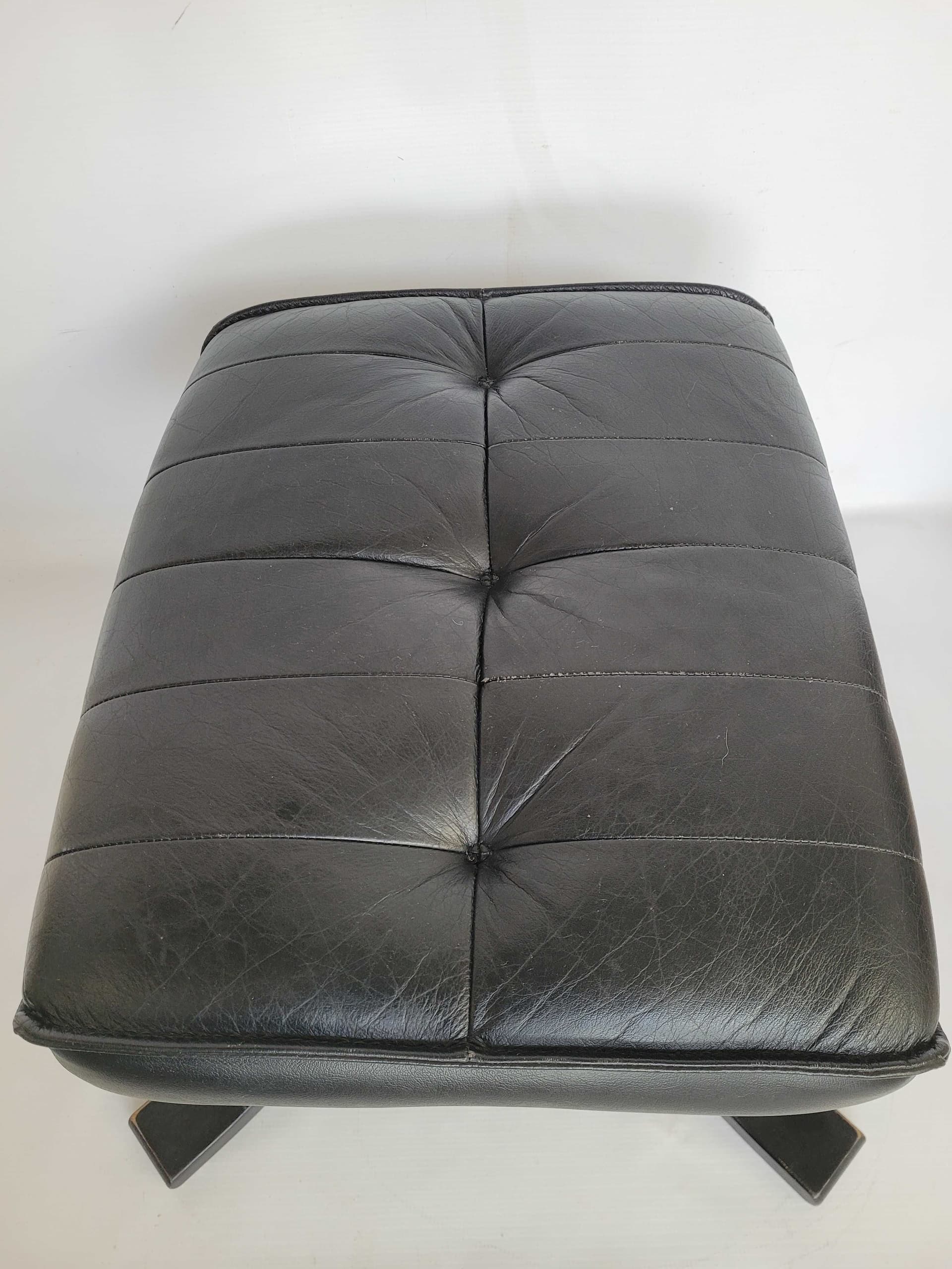 Ottoman UNICO, black leather, black bentwood, Denmark, 1970s. - 328344