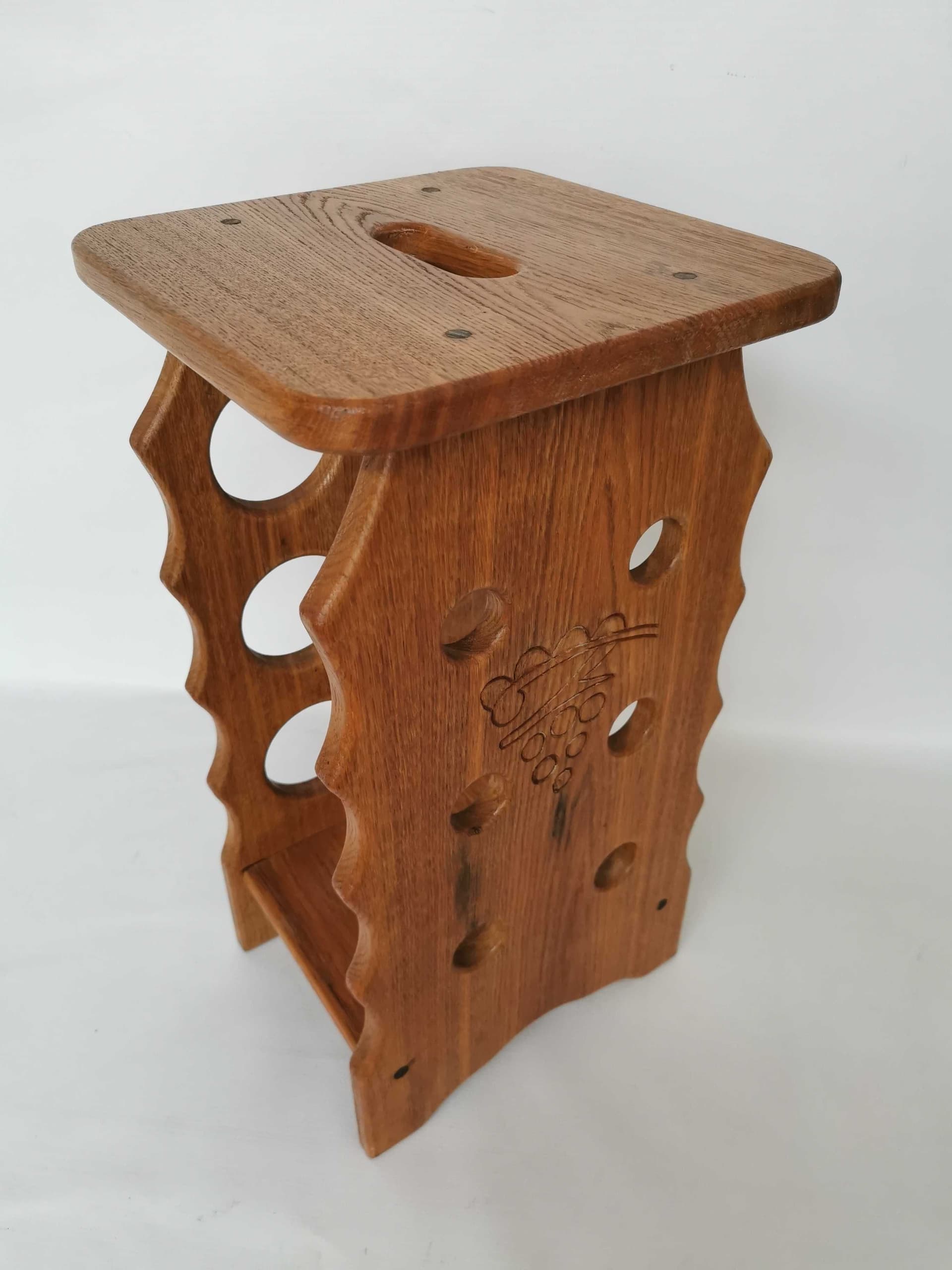 Stool, brown oak, Poland, 1970s. - 328722