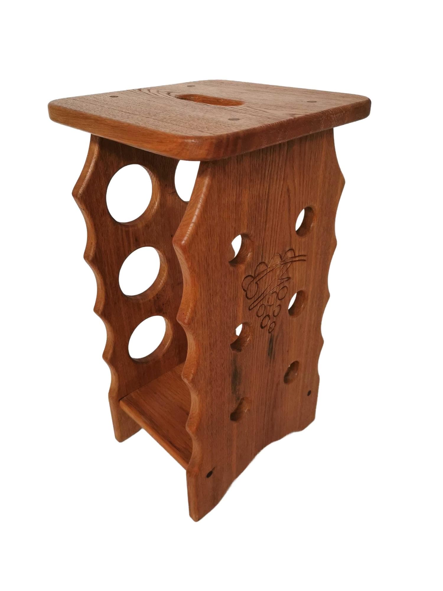 Stool, brown oak, Poland, 1970s.