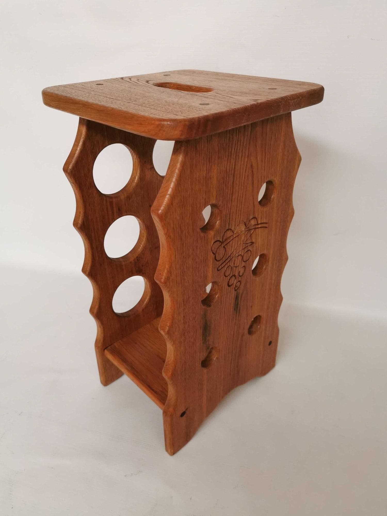Stool, brown oak, Poland, 1970s. - 328723