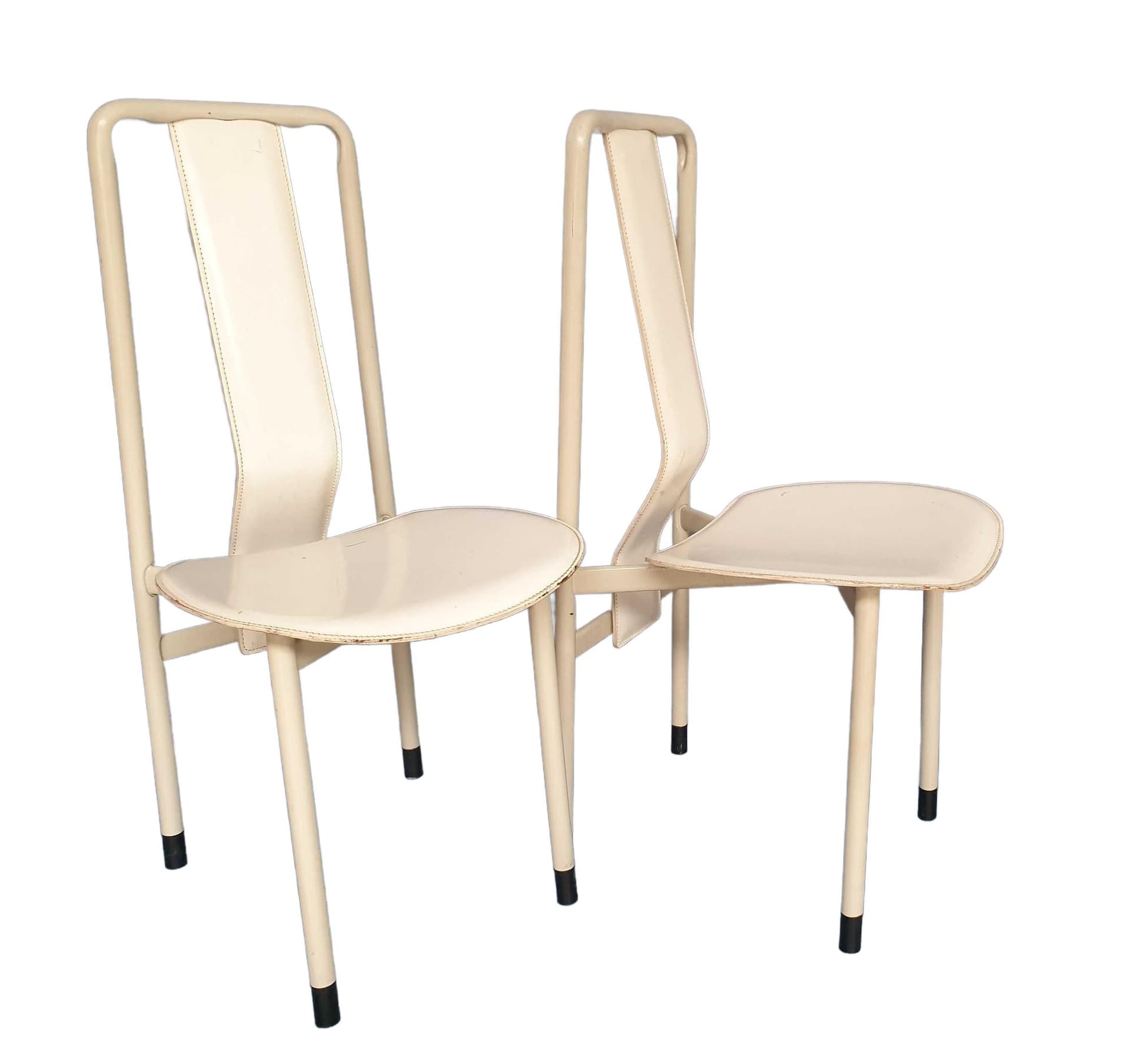 Chair, Zanotta, white leather, white metal, Zanotta, Italy, 1980s.