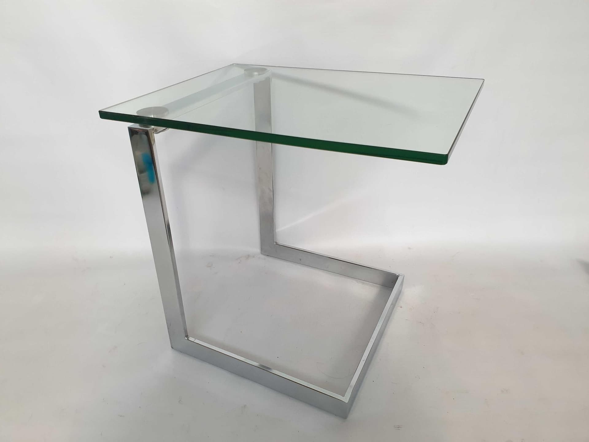 Side table, silver chrome, transparent glass, Gebra, early 21st c. - 328690
