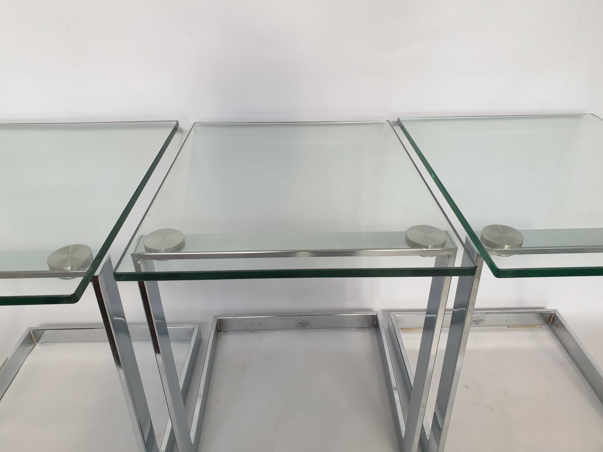 Side table, silver chrome, transparent glass, Gebra, early 21st c. - 328689