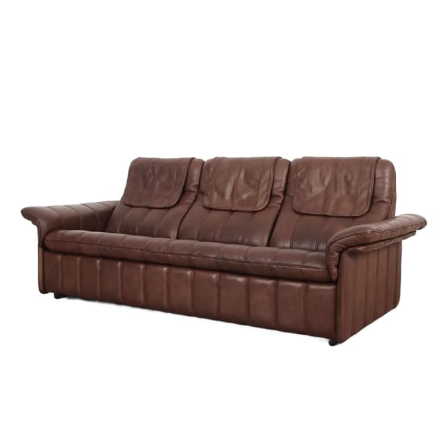 Sofa, brown leather, de Sede, Switzerland, 1970s. - DIMENSION