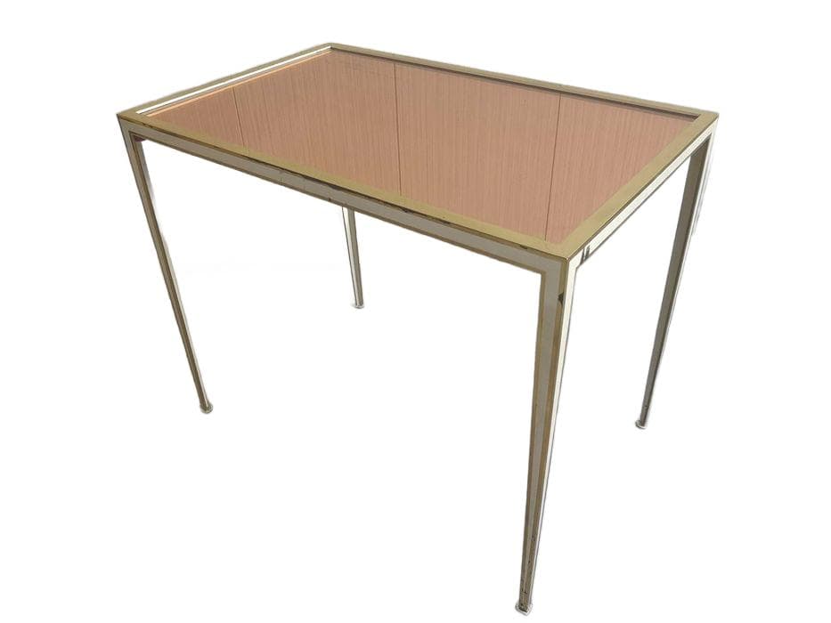 Side table, gold brass, brown glass, Vereinigte Werkstätten, Germany, 1960s.