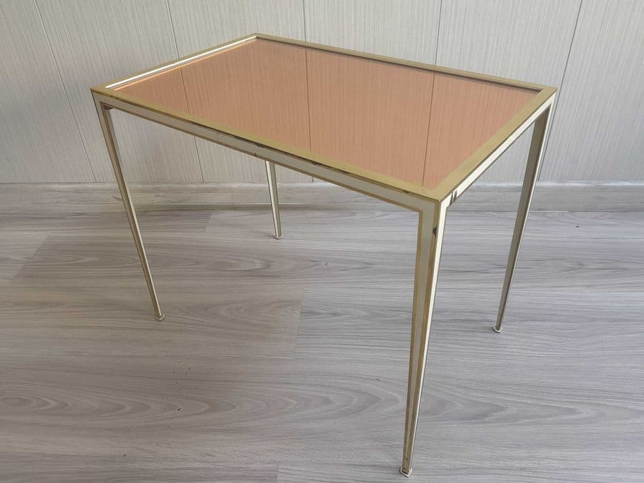 Side table, gold brass, brown glass, Vereinigte Werkstätten, Germany, 1960s. - 328645