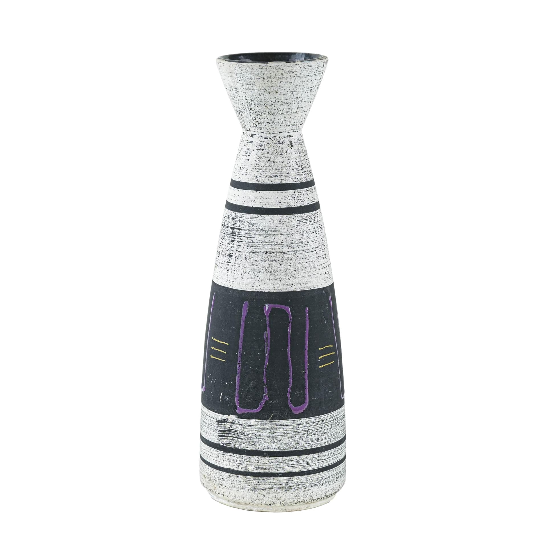 Vase, white black purple yellow, ceramics, Germany, 1970s.