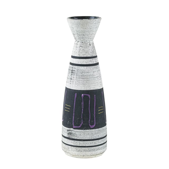 Vase, white black purple yellow, ceramics, Germany, 1970s. - DIMENSION
