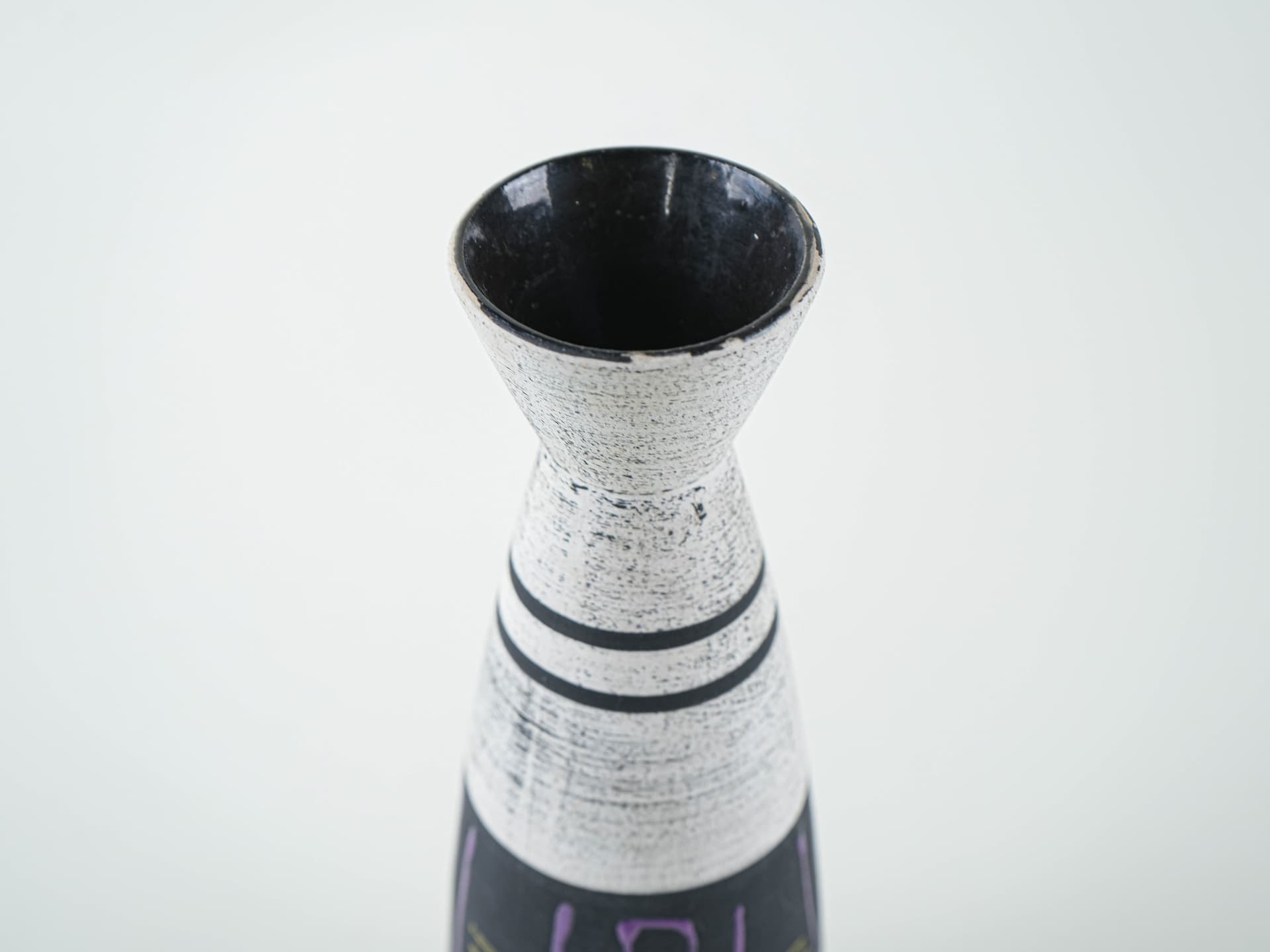 Vase, white black purple yellow, ceramics, Germany, 1970s. - 328509