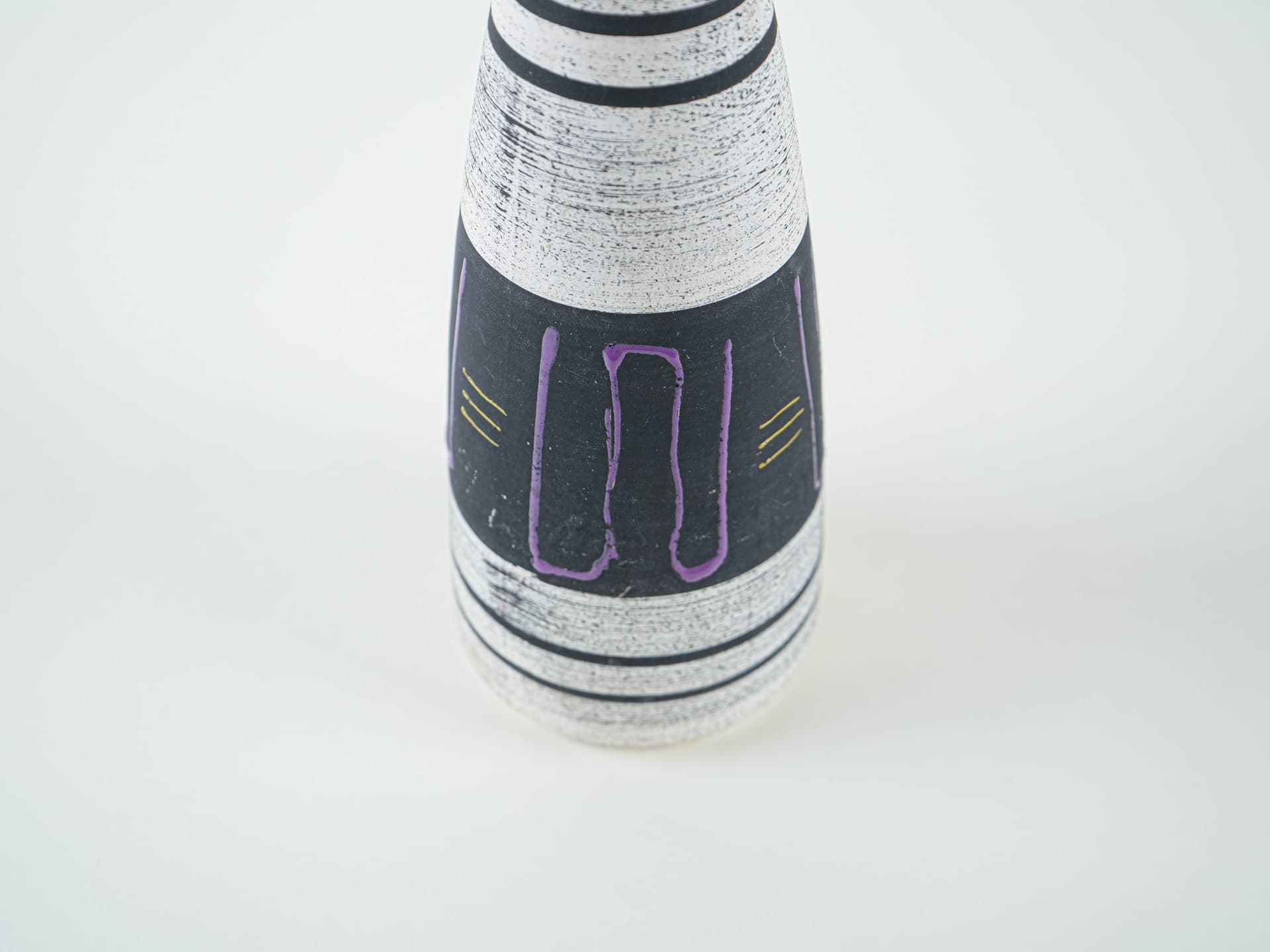 Vase, white black purple yellow, ceramics, Germany, 1970s. - 328507