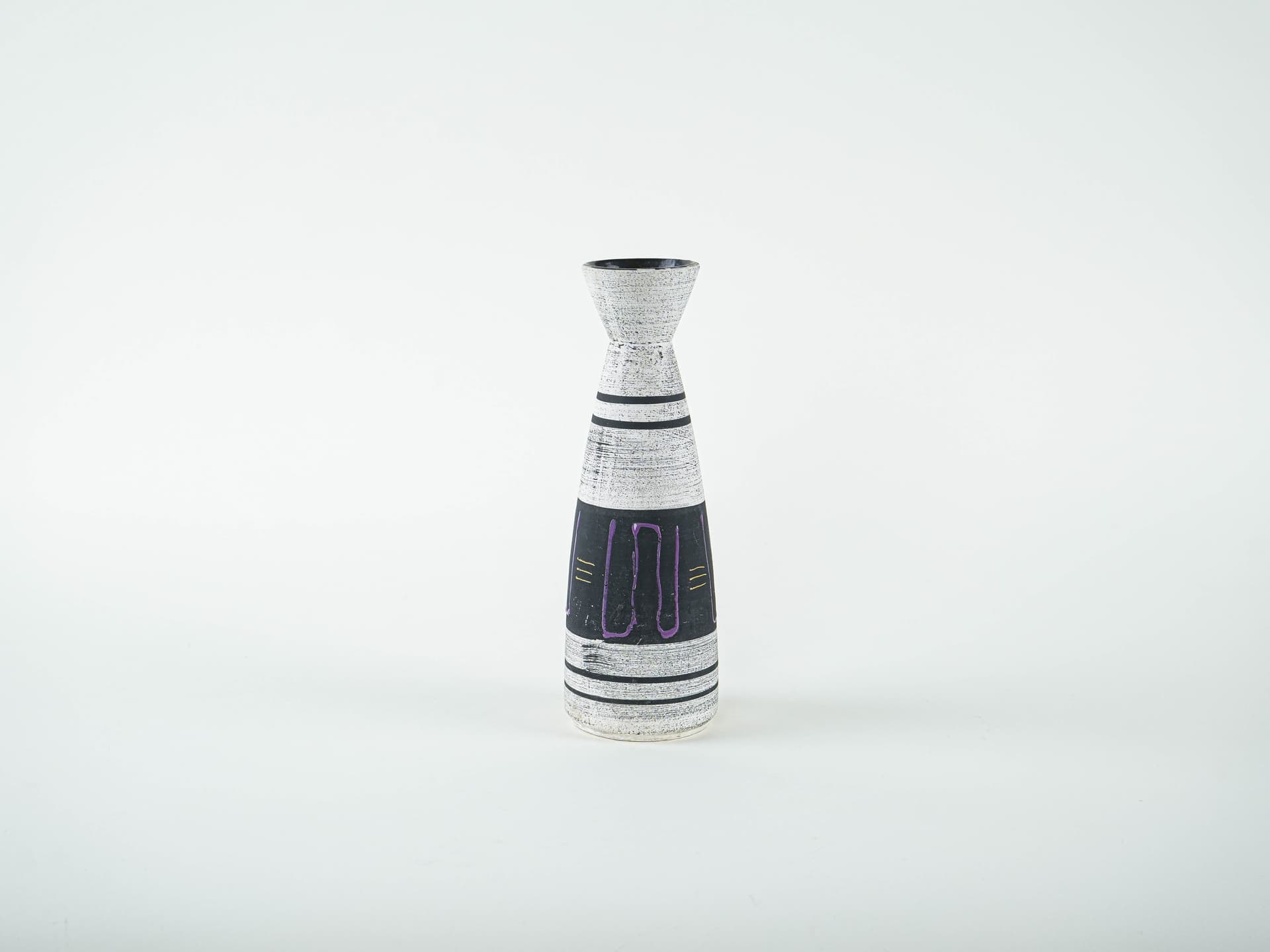 Vase, white black purple yellow, ceramics, Germany, 1970s. - 328511