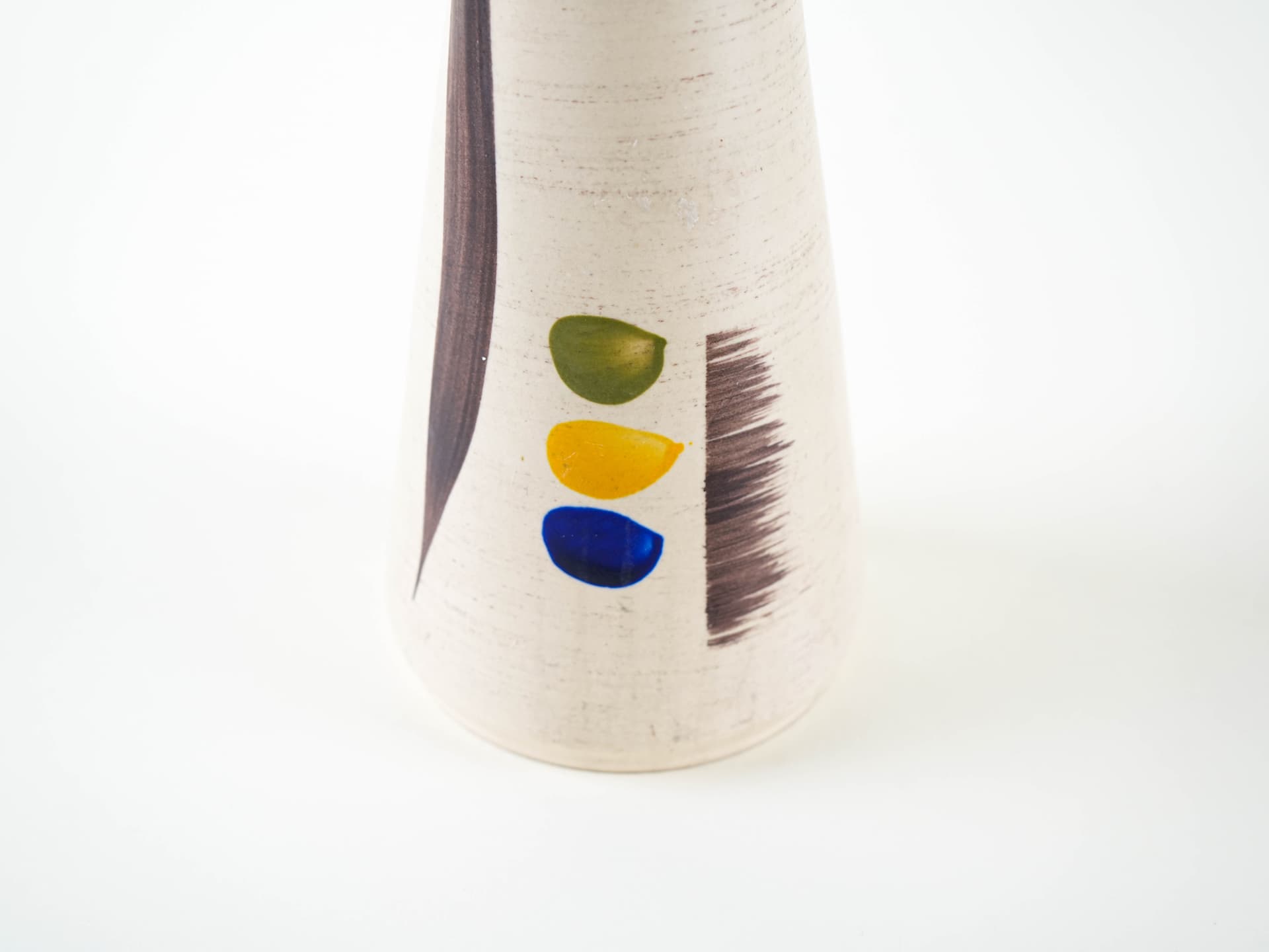 Vase, white brown green yellow blue ceramics, Germany, 1970s. - 328532