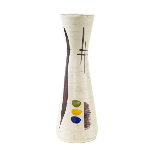 Vase, white brown green yellow blue ceramics, Germany, 1970s. - DIMENSION