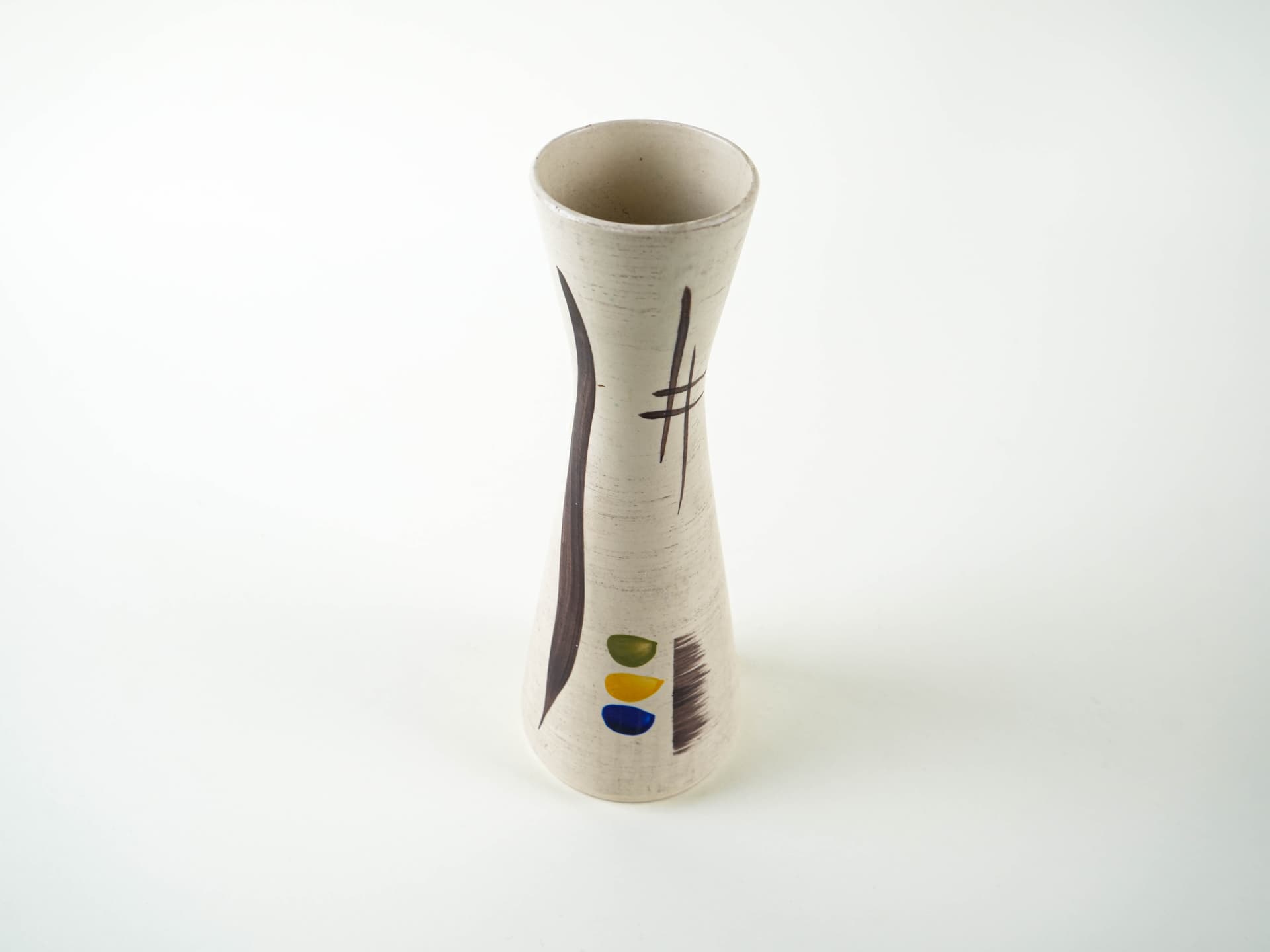 Vase, white brown green yellow blue ceramics, Germany, 1970s. - 328533