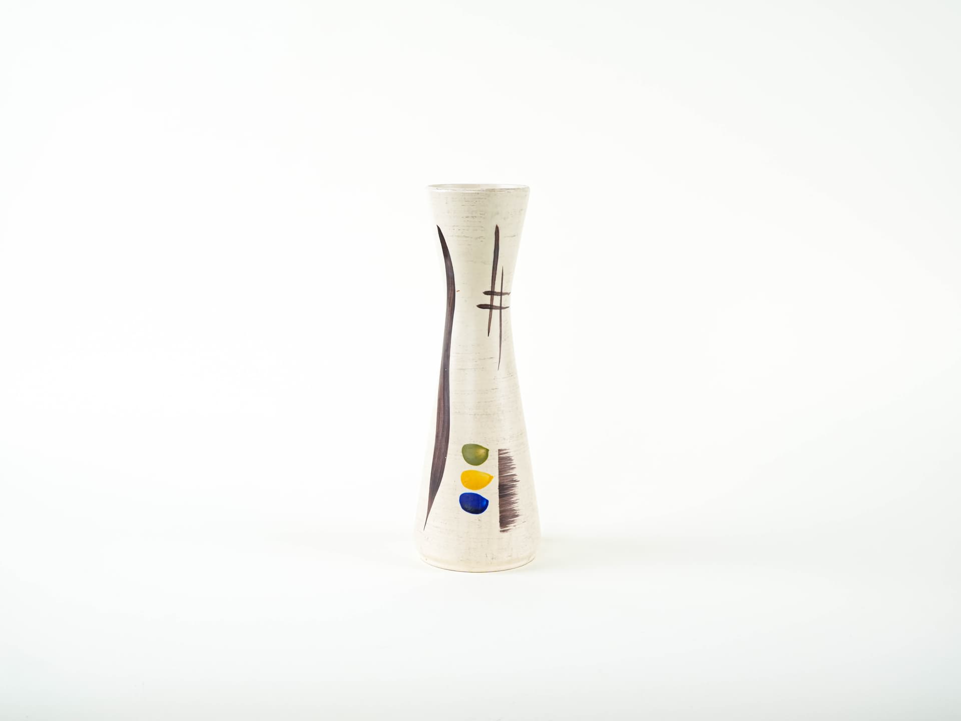 Vase, white brown green yellow blue ceramics, Germany, 1970s. - 328534