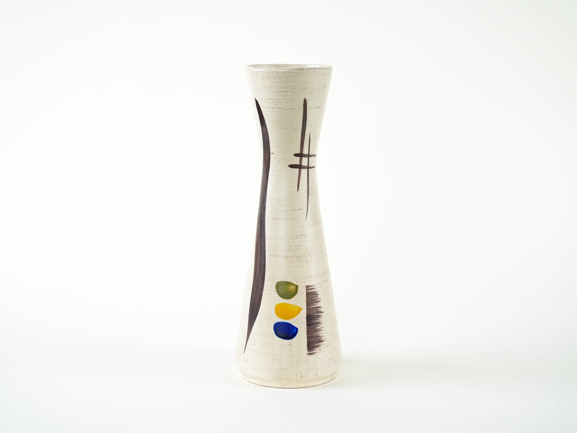 Vase, white brown green yellow blue ceramics, Germany, 1970s. - 328530