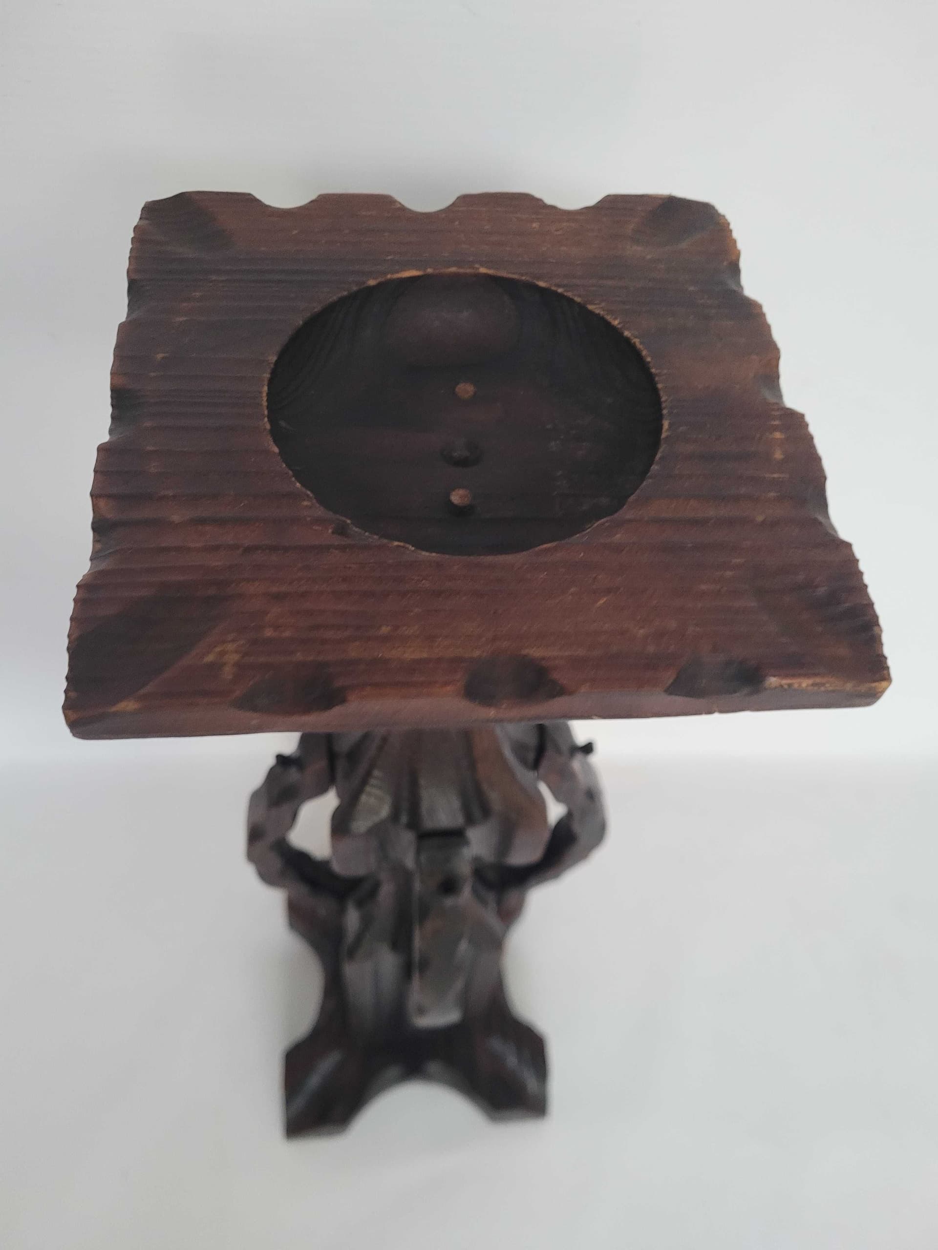 Brutalist Candlestick, brown red, wood, Spain - 328605