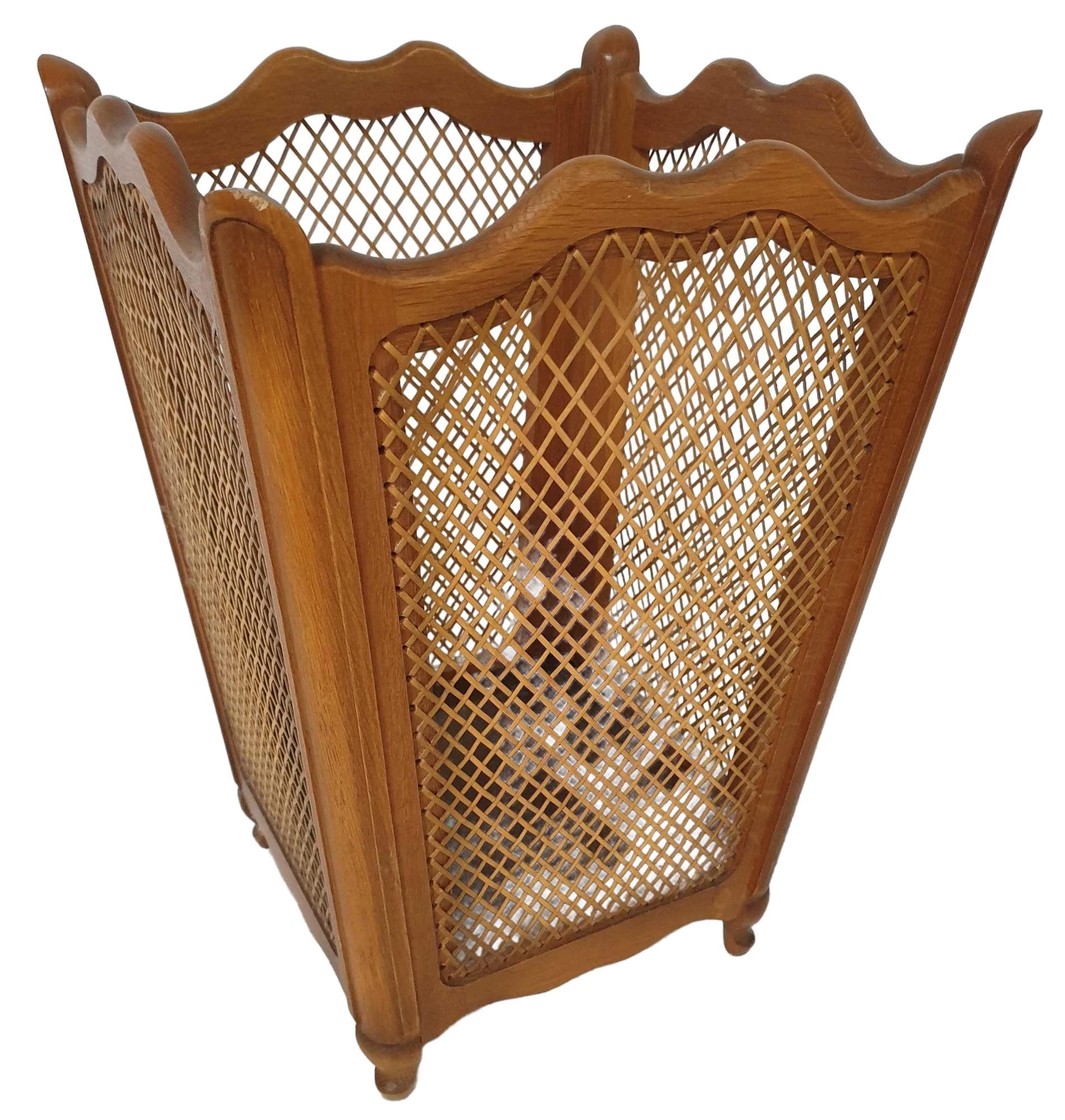 Umbrella Stand, brown wood, East Germany, 1960s.