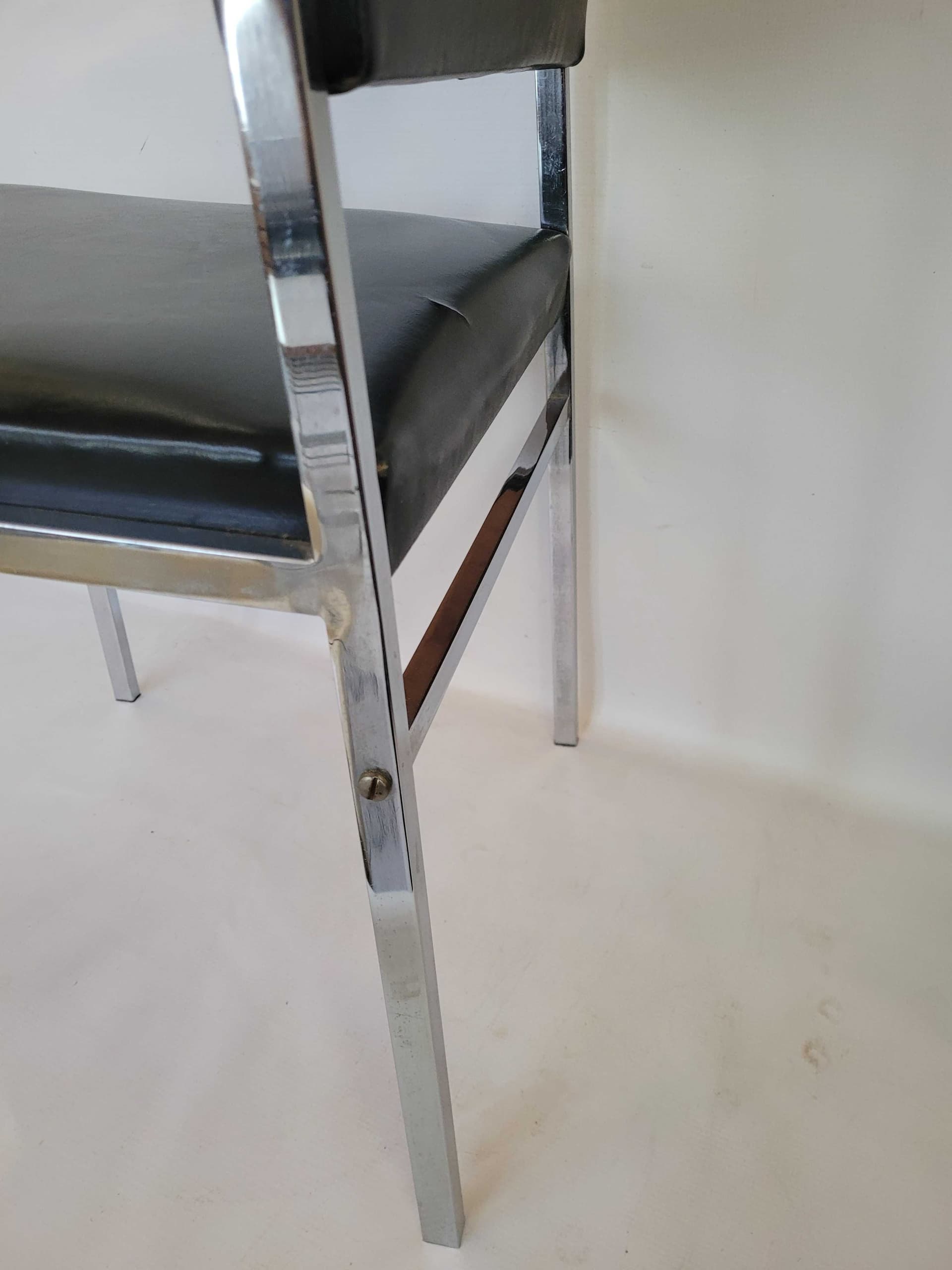Chair, black synthetic leather, chrome steel, by C. Braakman, Netherlands, 1970s. - 331916
