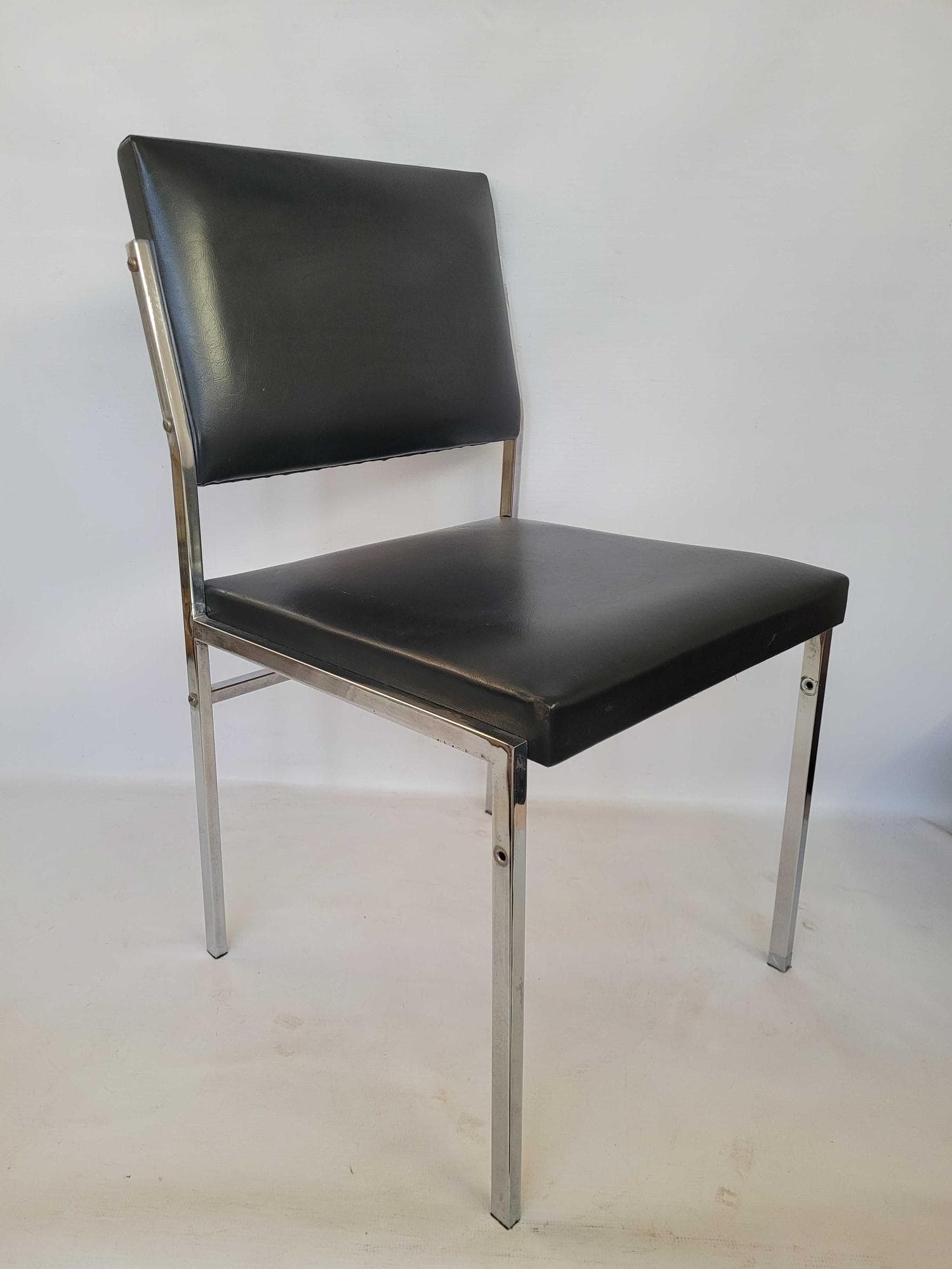 Chair, black synthetic leather, chrome steel, by C. Braakman, Netherlands, 1970s. - 331917