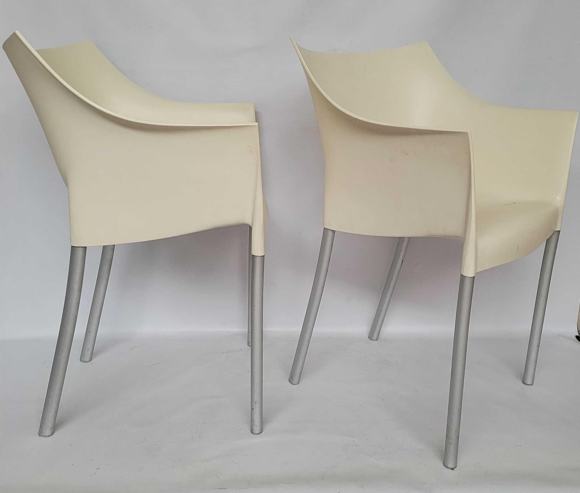 Chair Dr. No, white polypropylene, silver aluminum, by P. Starck, Kartell, Italy, 1980s. - 331914