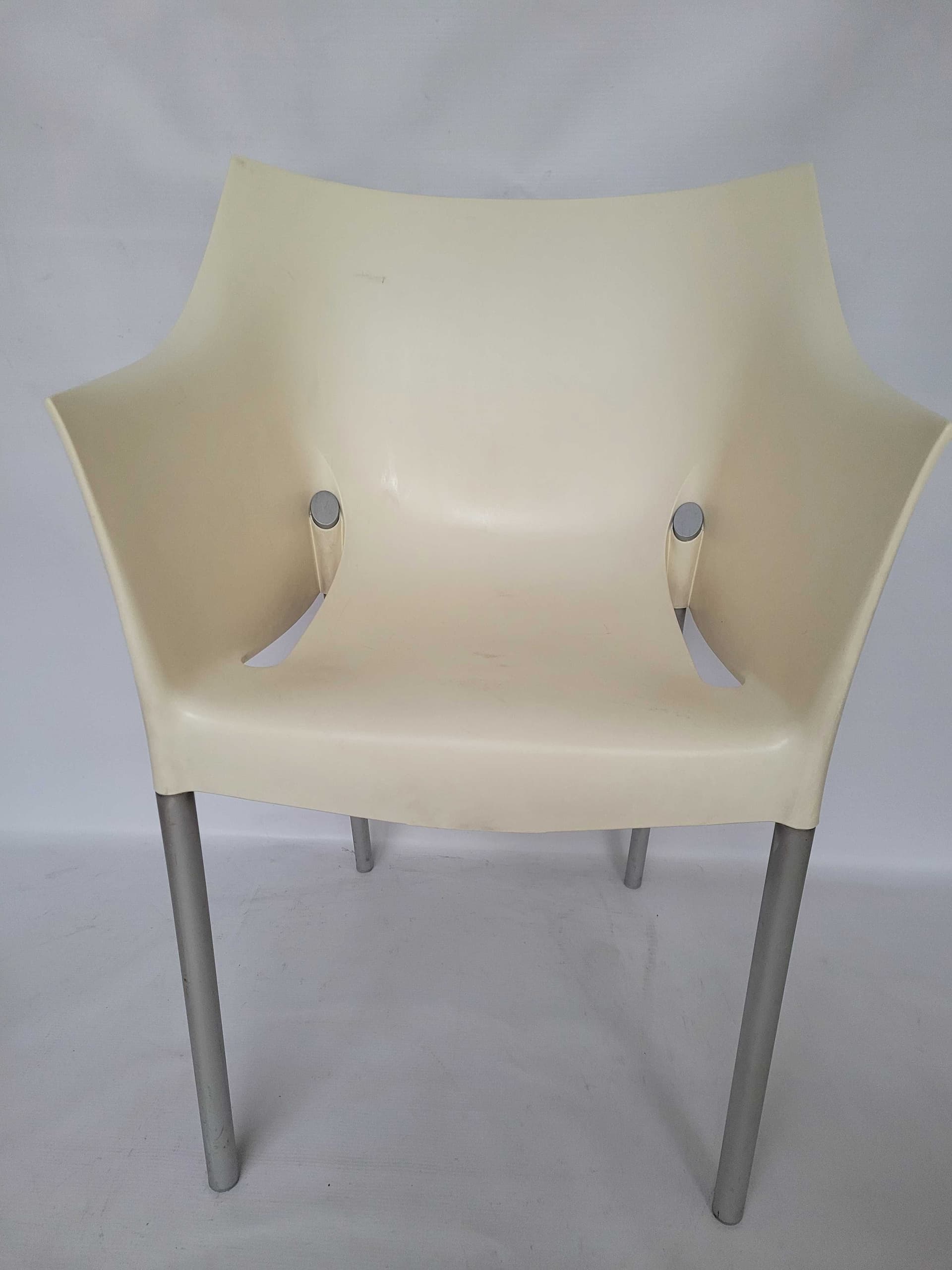 Chair Dr. No, white polypropylene, silver aluminum, by P. Starck, Kartell, Italy, 1980s. - 331913