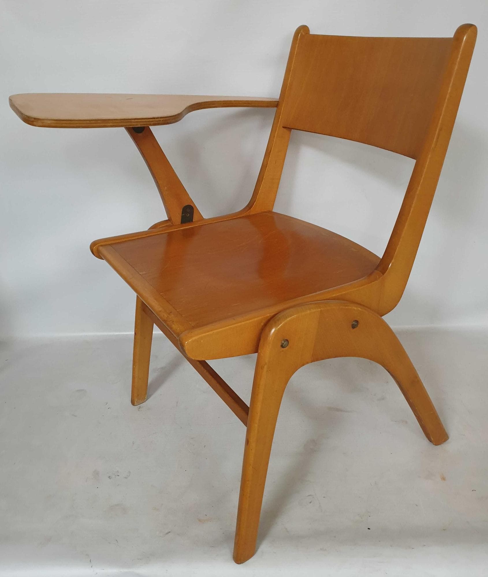Krzesło szkolne Bumerang, buk brązowy, sklejka, metal, Casala, Niemcy, lata 70. - 331893