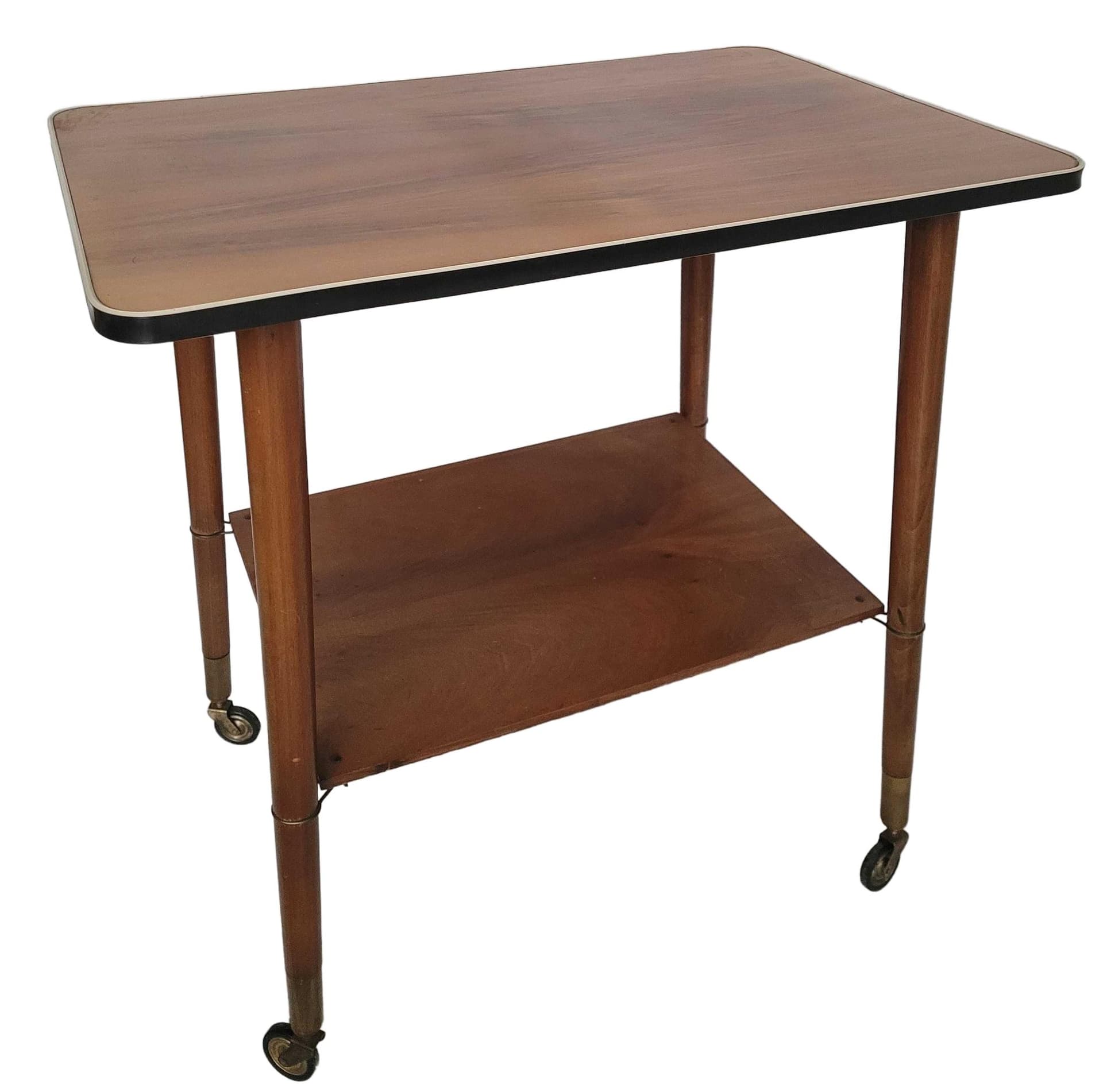 Side Table Patyczak, brown black white, wood, Poland, 1960s.