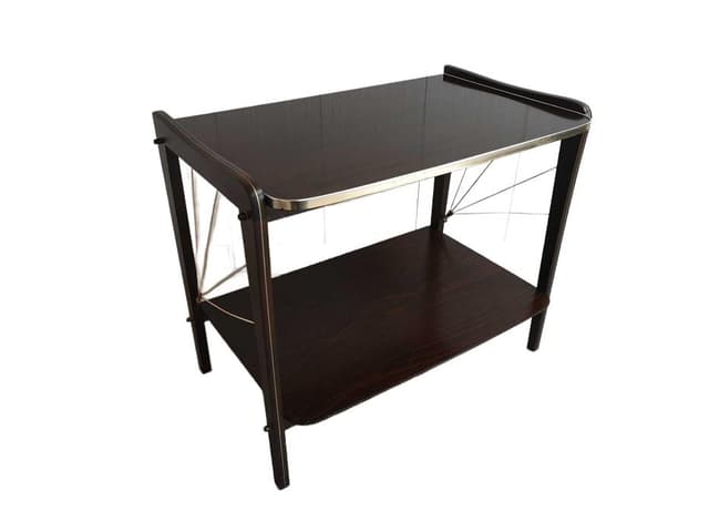 Side Table Rockabilly, dark brown wood, gold brass, Poland, 1960s - DIMENSION