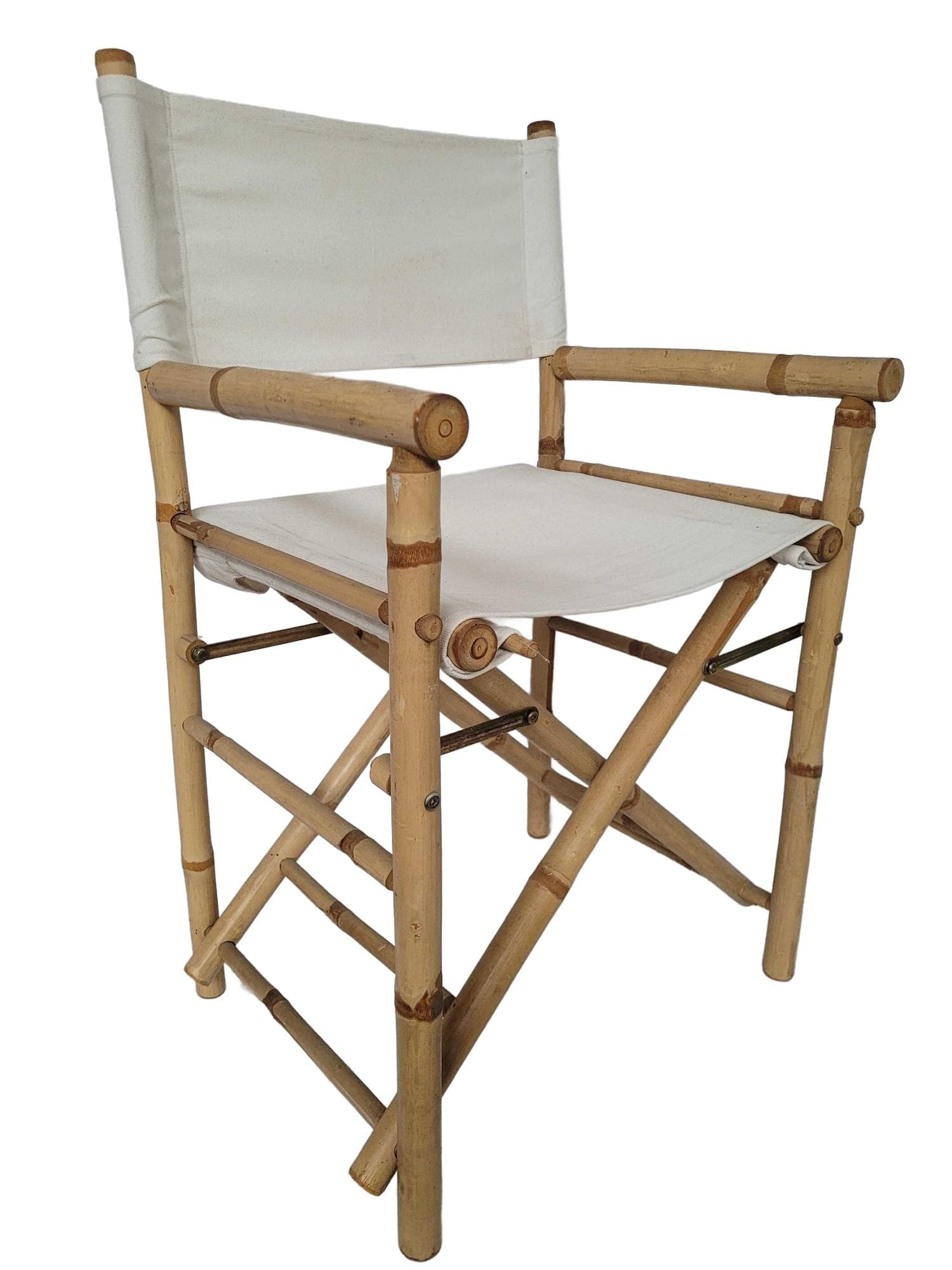 Director's chair, beige bamboo, cream cotton, 1970s.