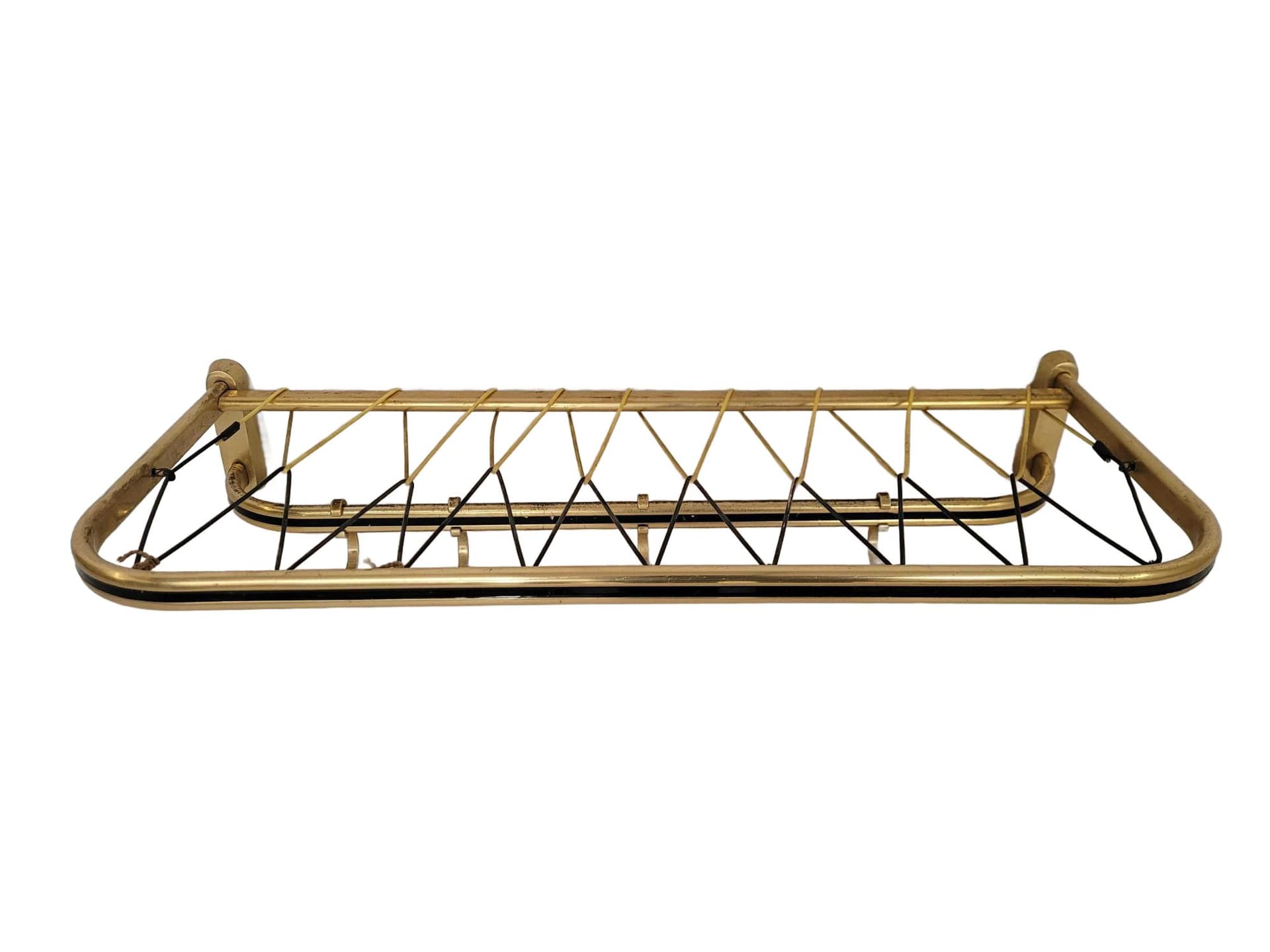 Wall-mounted rack, gold, aluminum brass, Poland, 1970s.