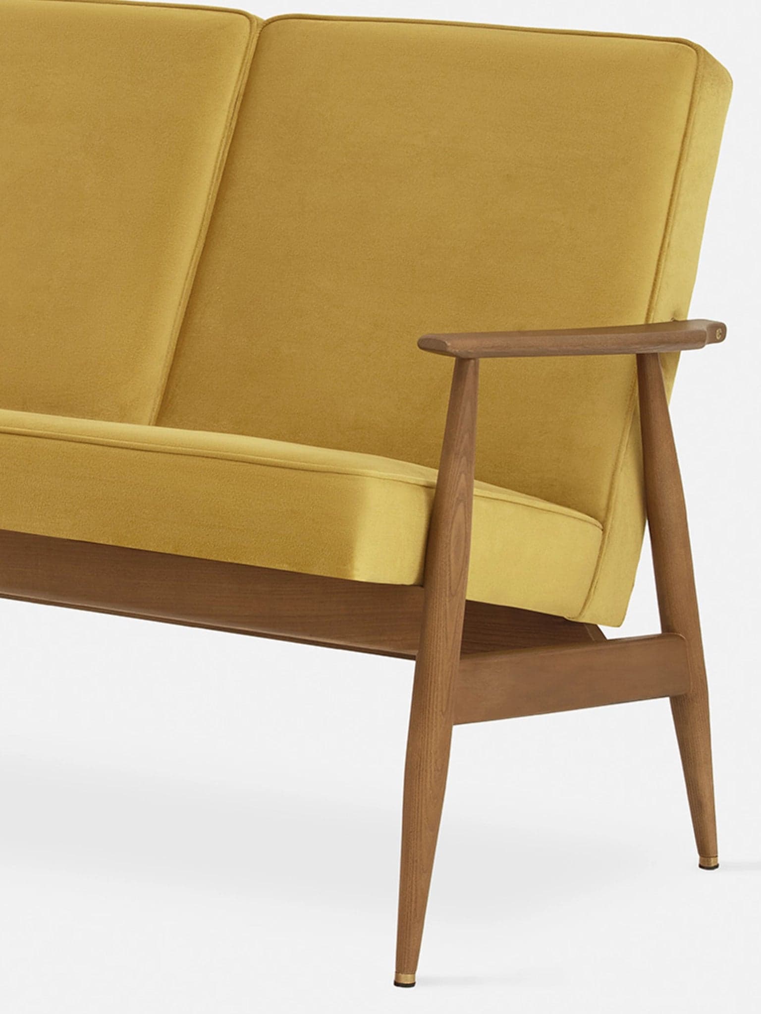 Sofa trzyosobowa Fox, Shine Velvet Mustard, jesion, 366 Concept - 24830