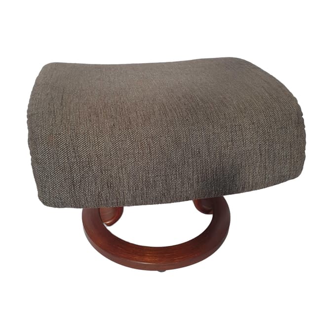 Podnóżek Stressless, tkanina brązowa, drewno brązowe, Ekornes, Norwegia, lata 80. - WYMIARY