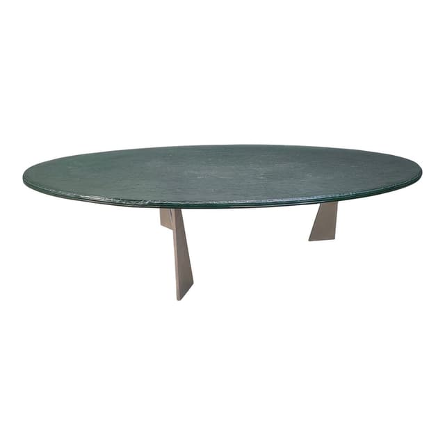 Coffee table G3, transparent green glass, stainless steel, by J. Van Beek, Metaform, Netherlands, 1980s. - DIMENSION