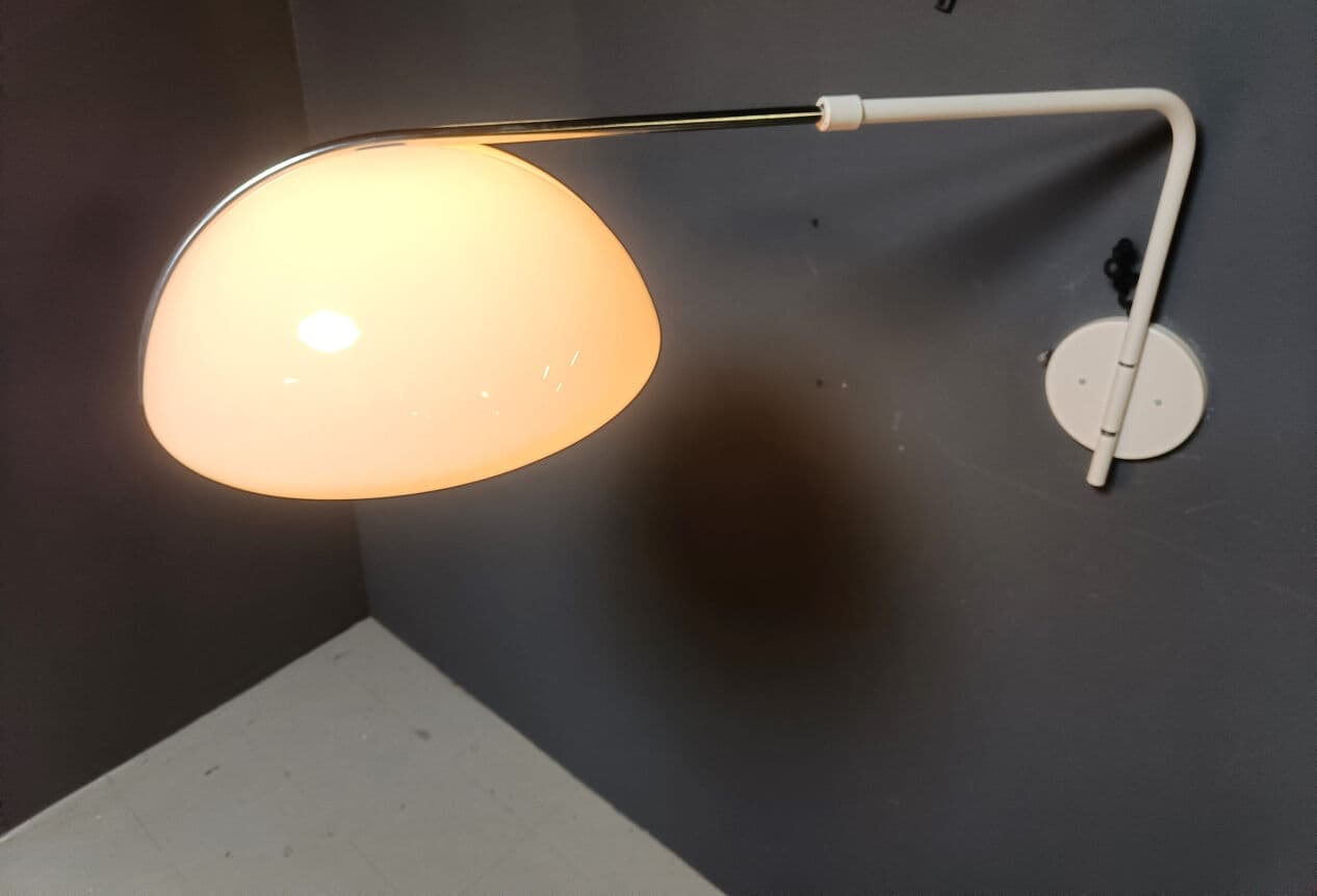 Lampa ścienna, kremowy plastik, chrom, proj. L. Massoni, Guzzini, Włochy, lata 70. - 331497