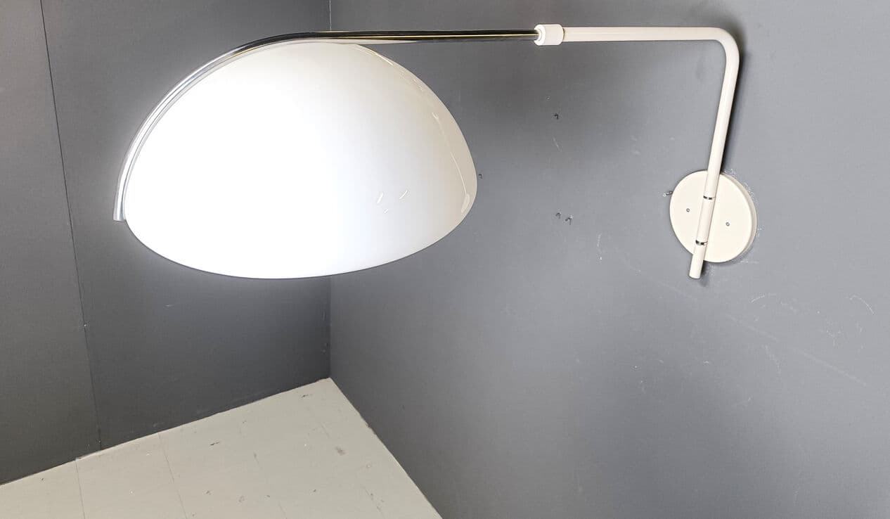 Lampa ścienna, kremowy plastik, chrom, proj. L. Massoni, Guzzini, Włochy, lata 70. - 331492