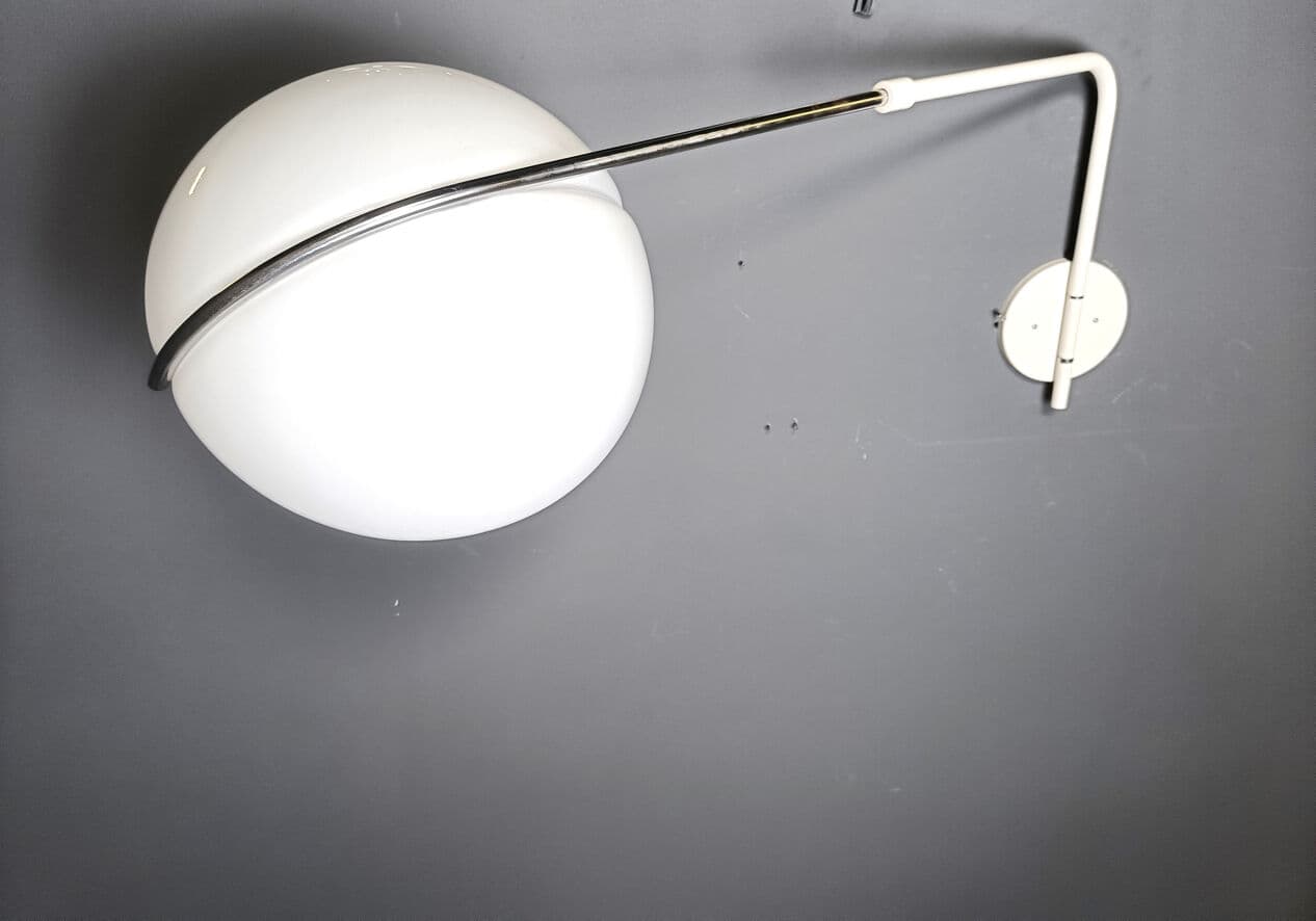 Lampa ścienna, kremowy plastik, chrom, proj. L. Massoni, Guzzini, Włochy, lata 70. - 331498
