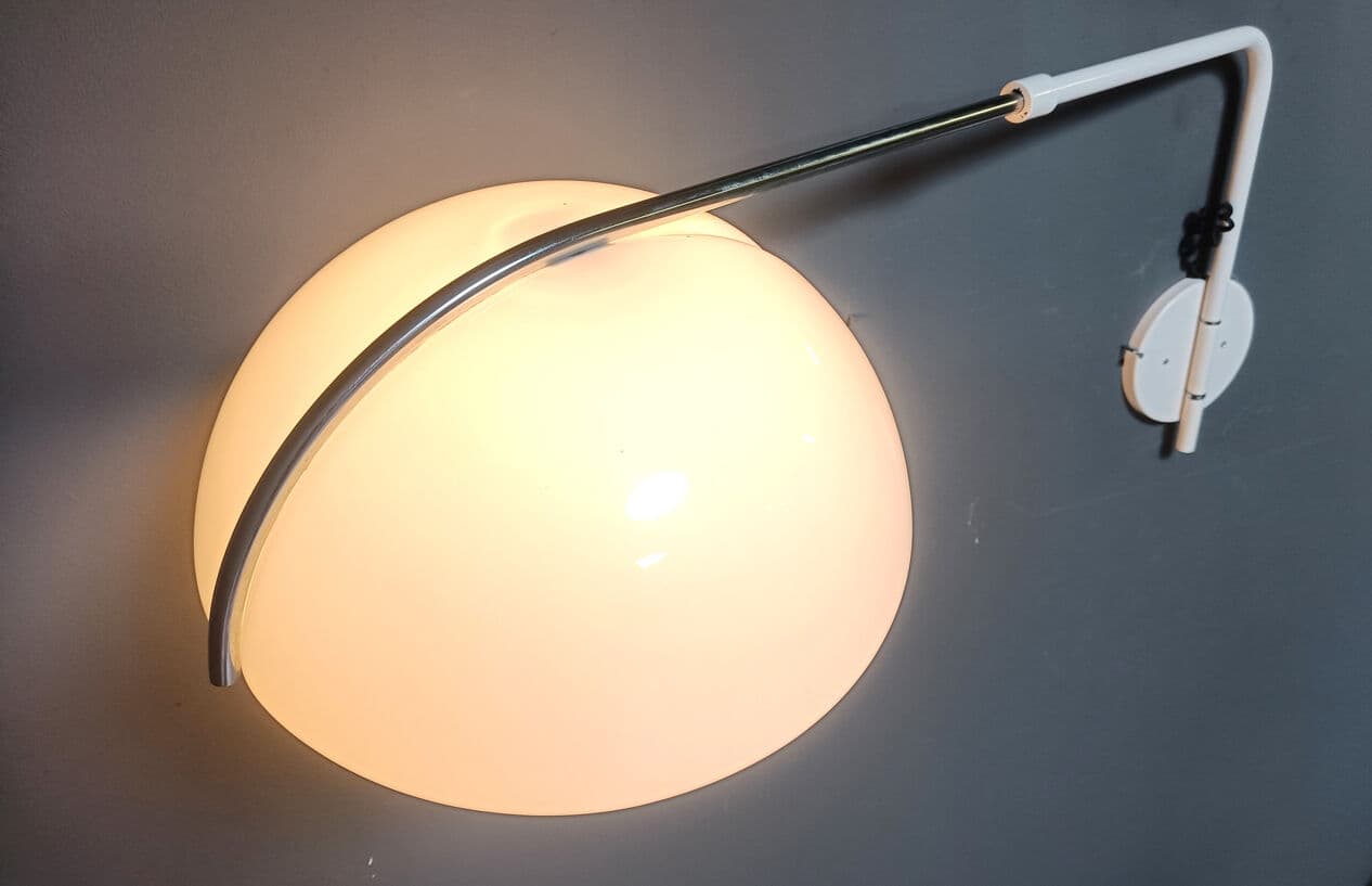 Lampa ścienna, kremowy plastik, chrom, proj. L. Massoni, Guzzini, Włochy, lata 70. - 331494