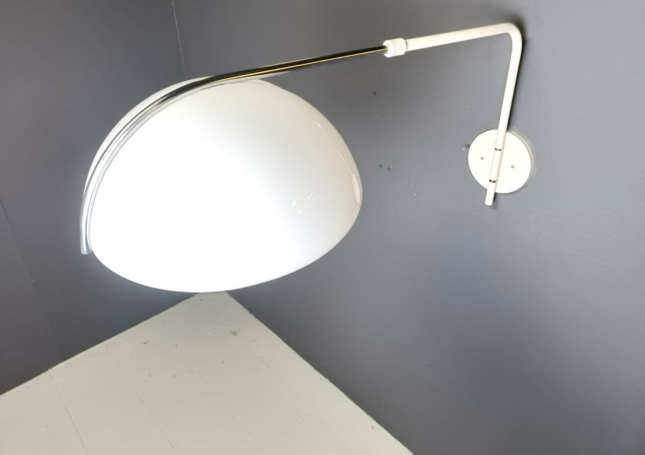 Lampa ścienna, kremowy plastik, chrom, proj. L. Massoni, Guzzini, Włochy, lata 70. - 331500