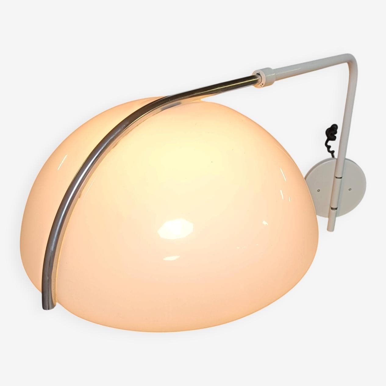 Lampa ścienna, kremowy plastik, chrom, proj. L. Massoni, Guzzini, Włochy, lata 70. - 331493