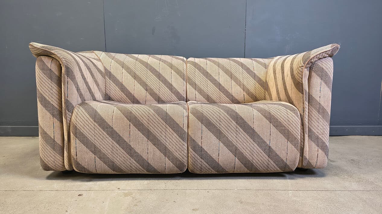Two-seater sofa, beige fabric with brown and grey pattern, by K. Wittmann, Belgium, 1970s. - 331425